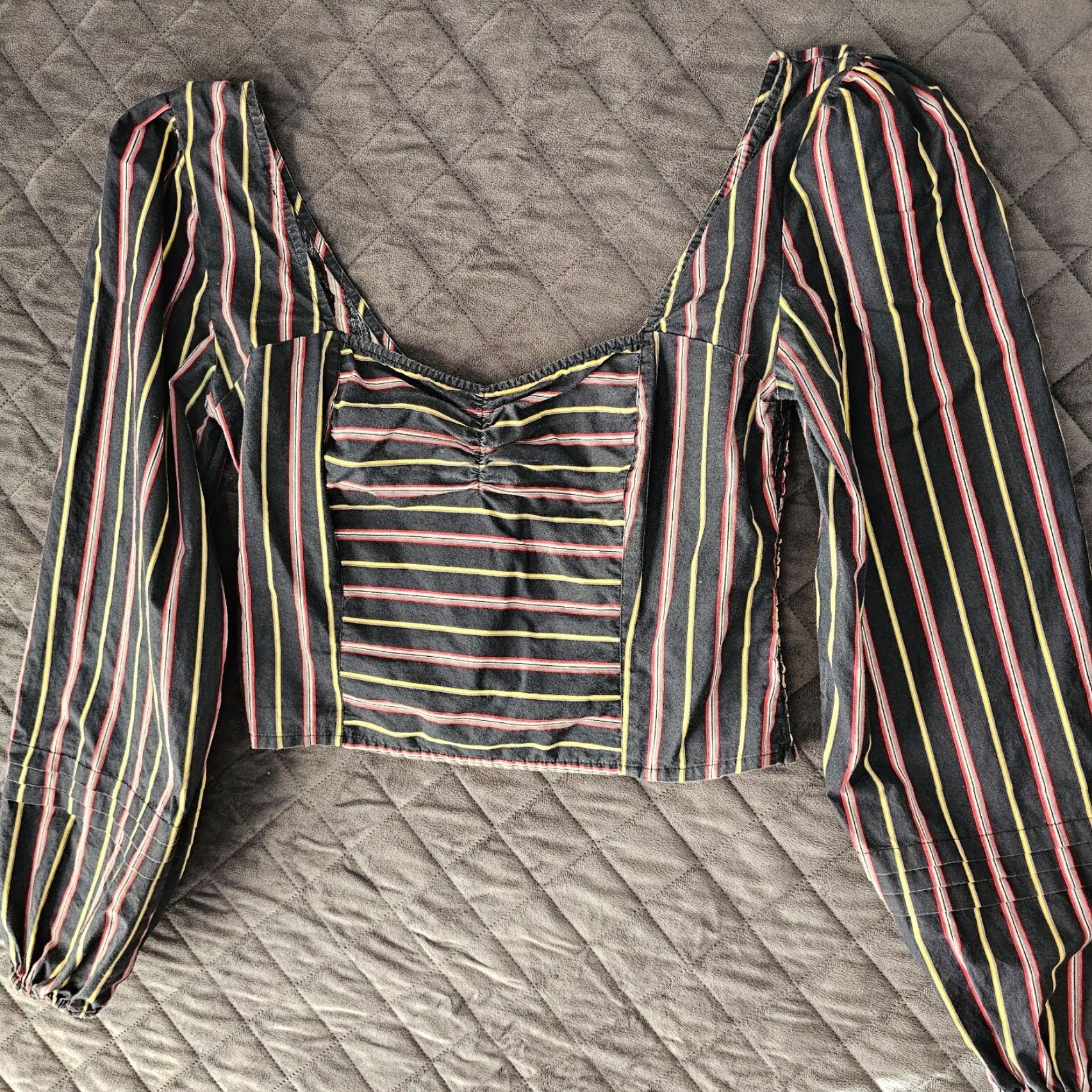 Free People Free People Striped Cropped Balloon Sleeve Top Sunshine In Sicily Size S Size S / US 4 / IT 40 - 5 Thumbnail