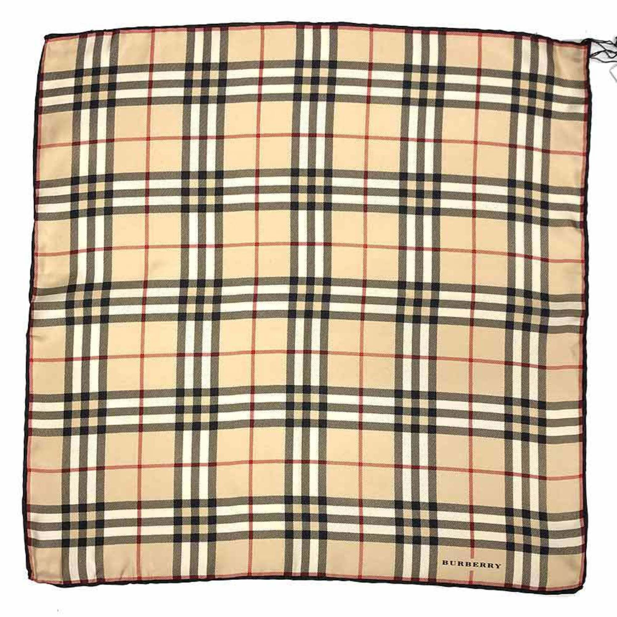 Burberry Burberry Check Scarf Muffler Silk Beige Size ONE SIZE - 1 Thumbnail