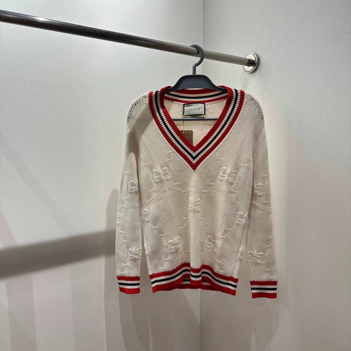 Gucci Gucci GG stripe V-neck wool sweater XS mar608 Size XS / US 0-2 / IT 36-38 - 1 Thumbnail