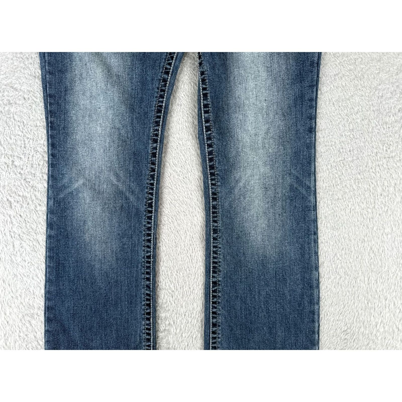 Vintage No Boundaries Jeans Juniors 7 Blue Denim Bootcut Low Rise Cotton Embellish 26x30 Womens Jeans Menus? Size 28" / US 6 / IT 42 - 3 Thumbnail