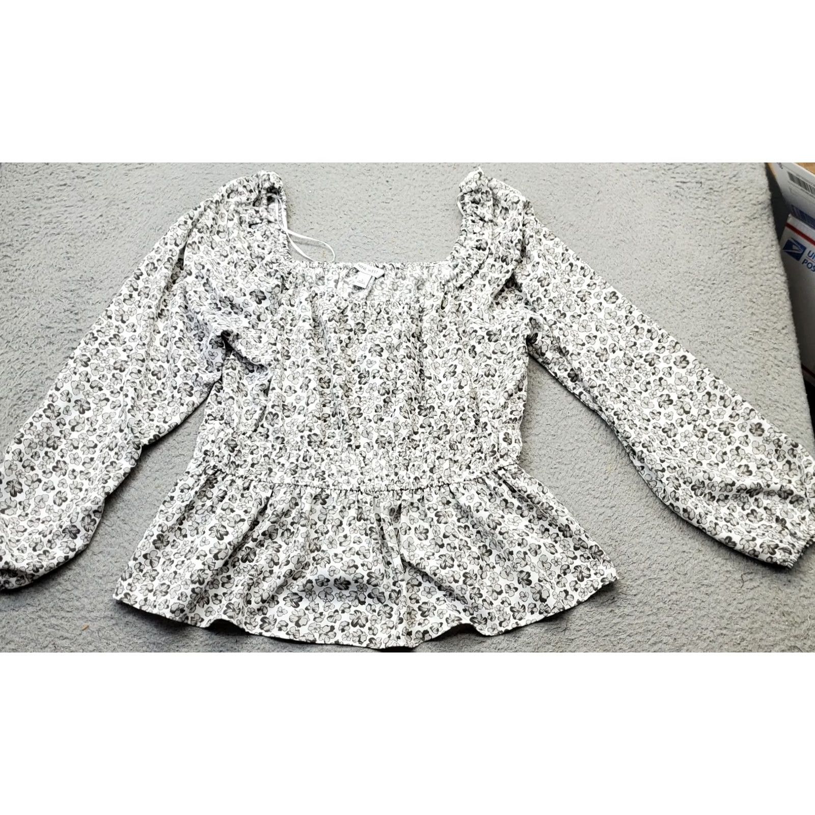 Nine West Nine West Peplum Blouse Top Womens L Multi Floral Empire Waist Off the Shoulder Size L / US 10 / IT 46 - 2 Thumbnail