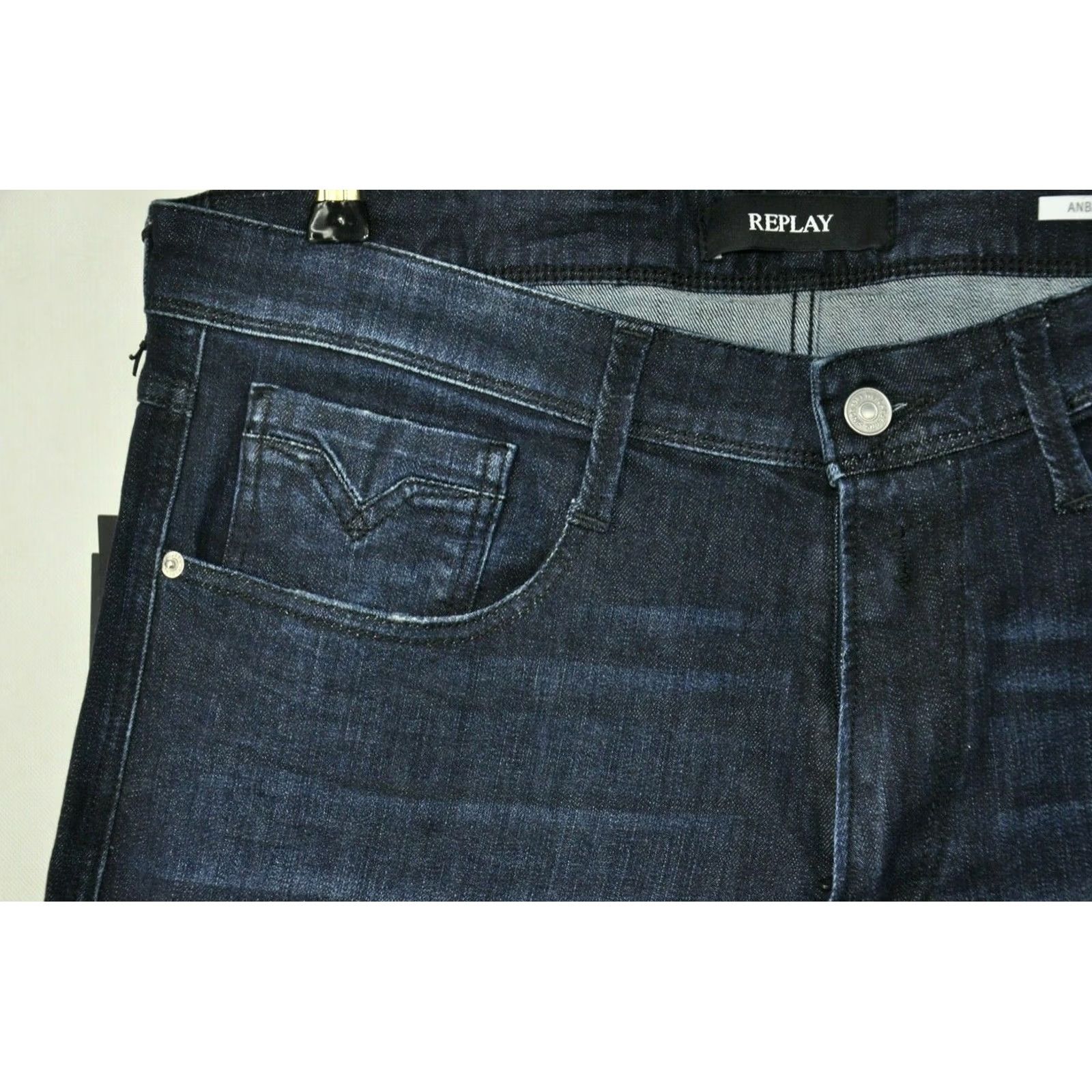 Replay Replay Anbass M914Y Super Stretch Denim Dark Indigo Jeans Slim Style W36/L32 Men’s Size US 36 / EU 52 - 6 Thumbnail