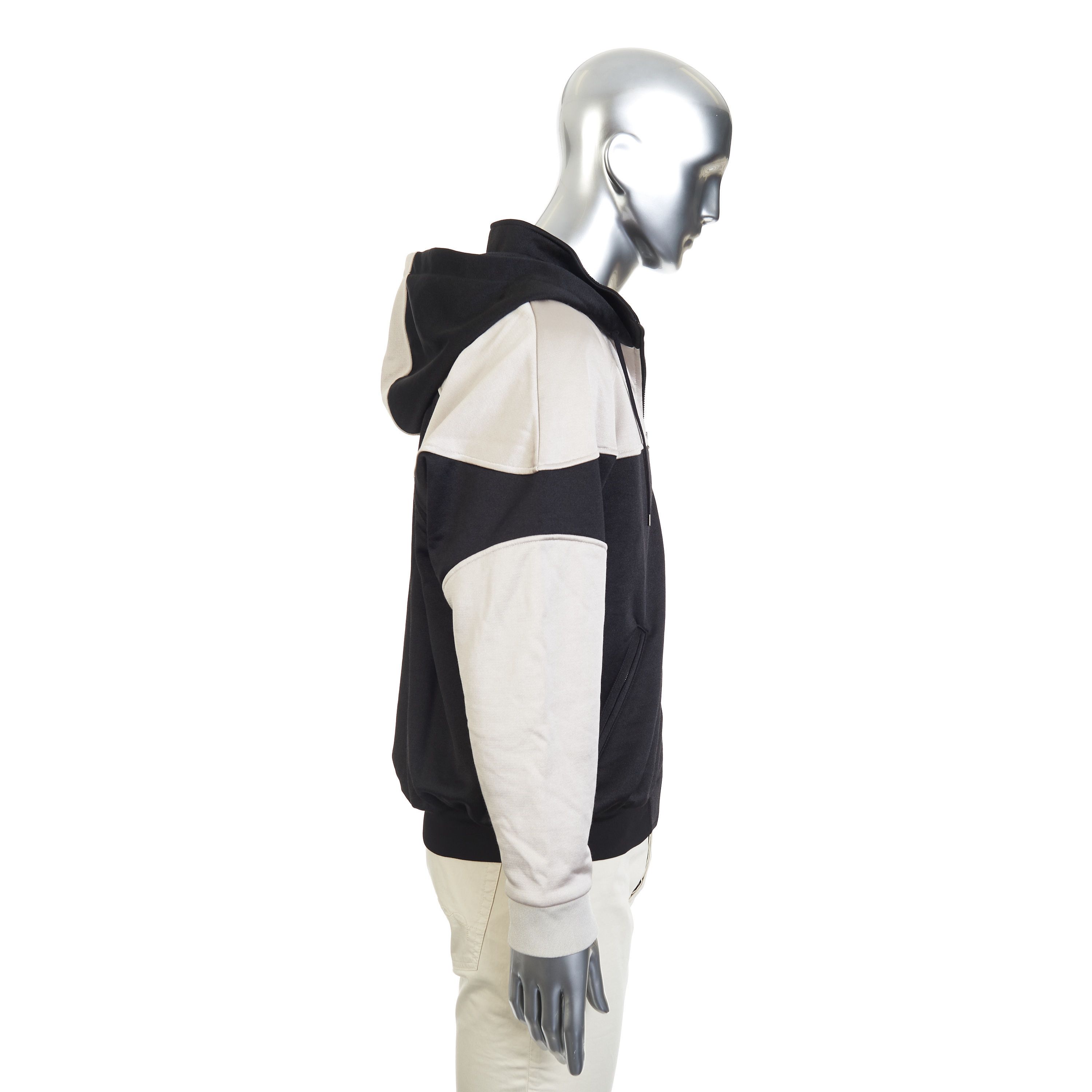 Saint Laurent Paris Zip-Up Hoodie In Black & Pearl Technical Cotton Size US S / EU 44-46 / 1 - 8 Thumbnail