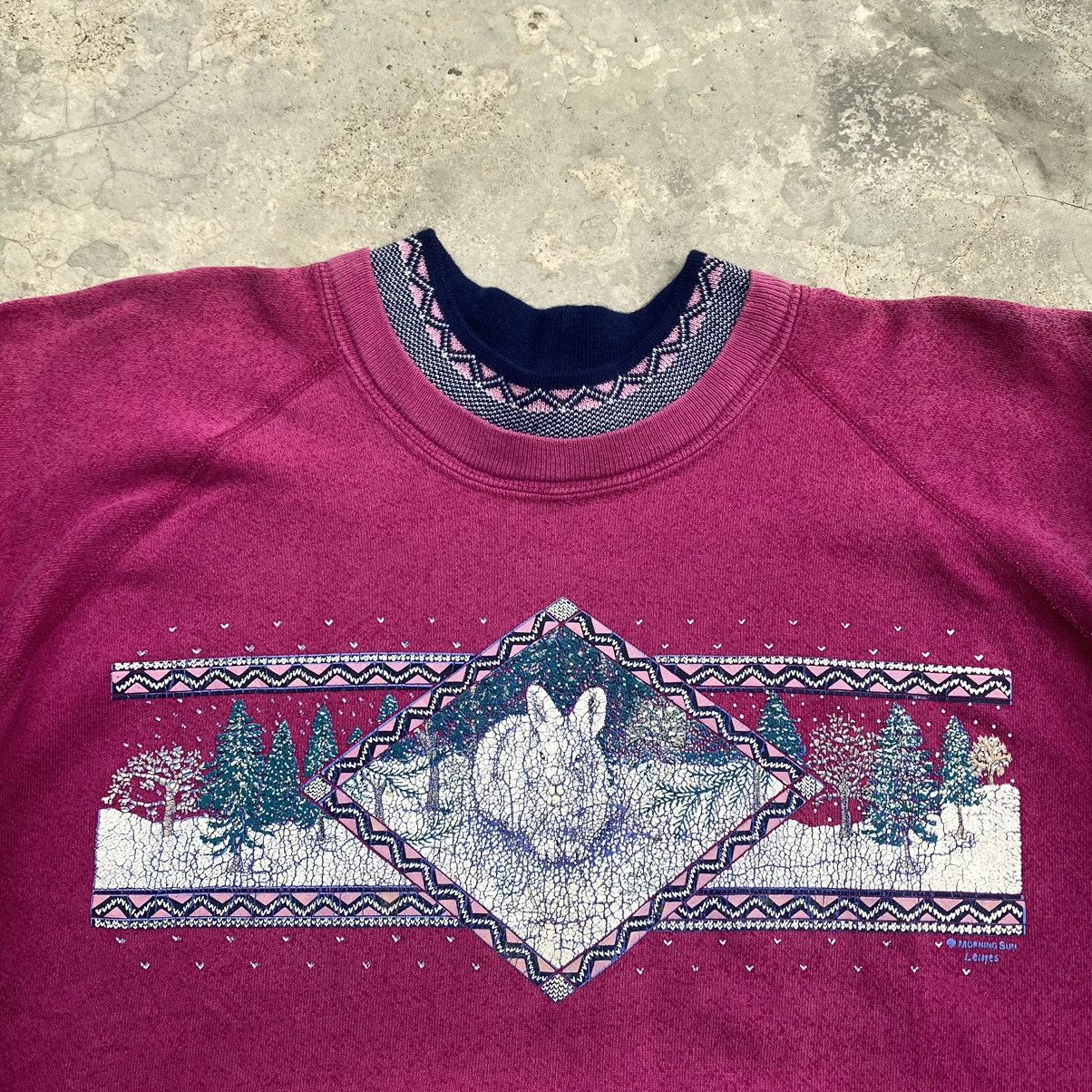 Vintage 90s Winter Rabbit sweatshirt SC001 Size US XL / EU 56 / 4 - 2 Thumbnail