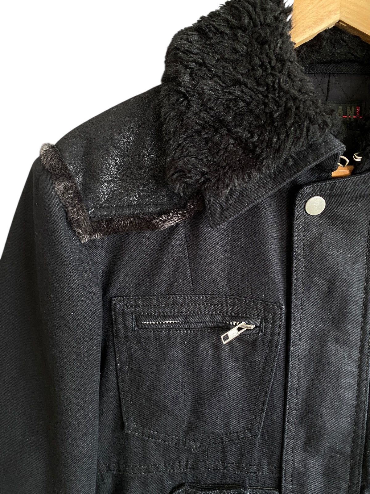 Morgan Homme Very Rare Vintage Morgan Homme Waxed Faux Fur Jacket 1990s Size US L / EU 52-54 / 3 - 5 Thumbnail