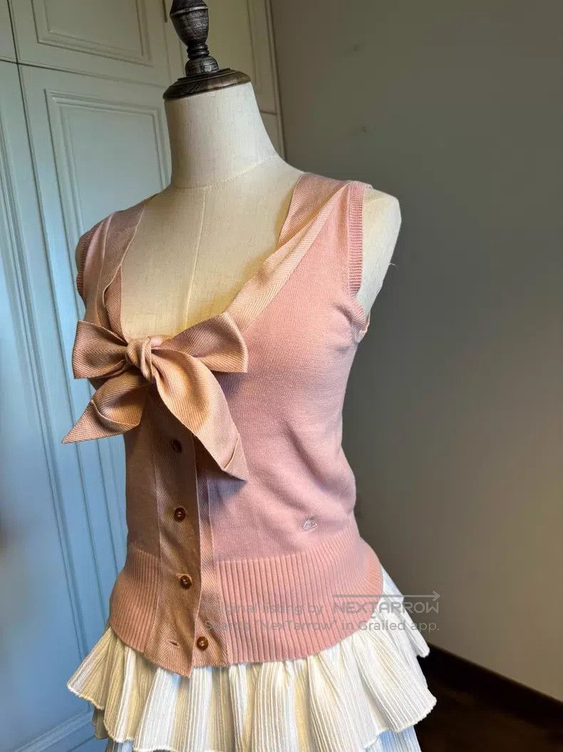 Vivienne Westwood Vivienne Westwood Pink bow tie ribbon knitted sweater vest Size M / US 6-8 / IT 42-44 - 2 Thumbnail