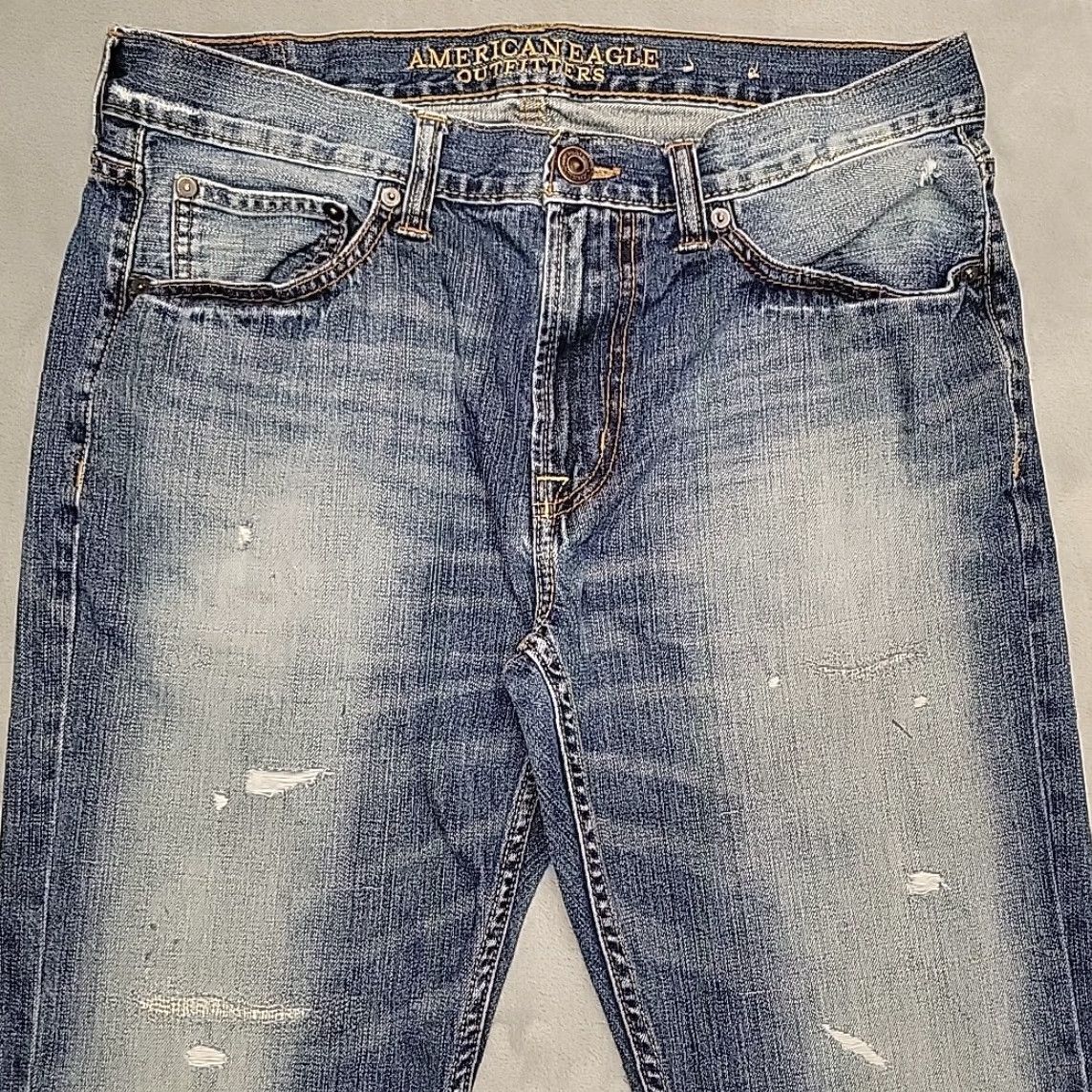 Vintage VINTAGE American Eagle Jeans Men 30 Blue Distressed Faded Denim 100% Cotton Straight Size US 30 / EU 46 - 3 Thumbnail