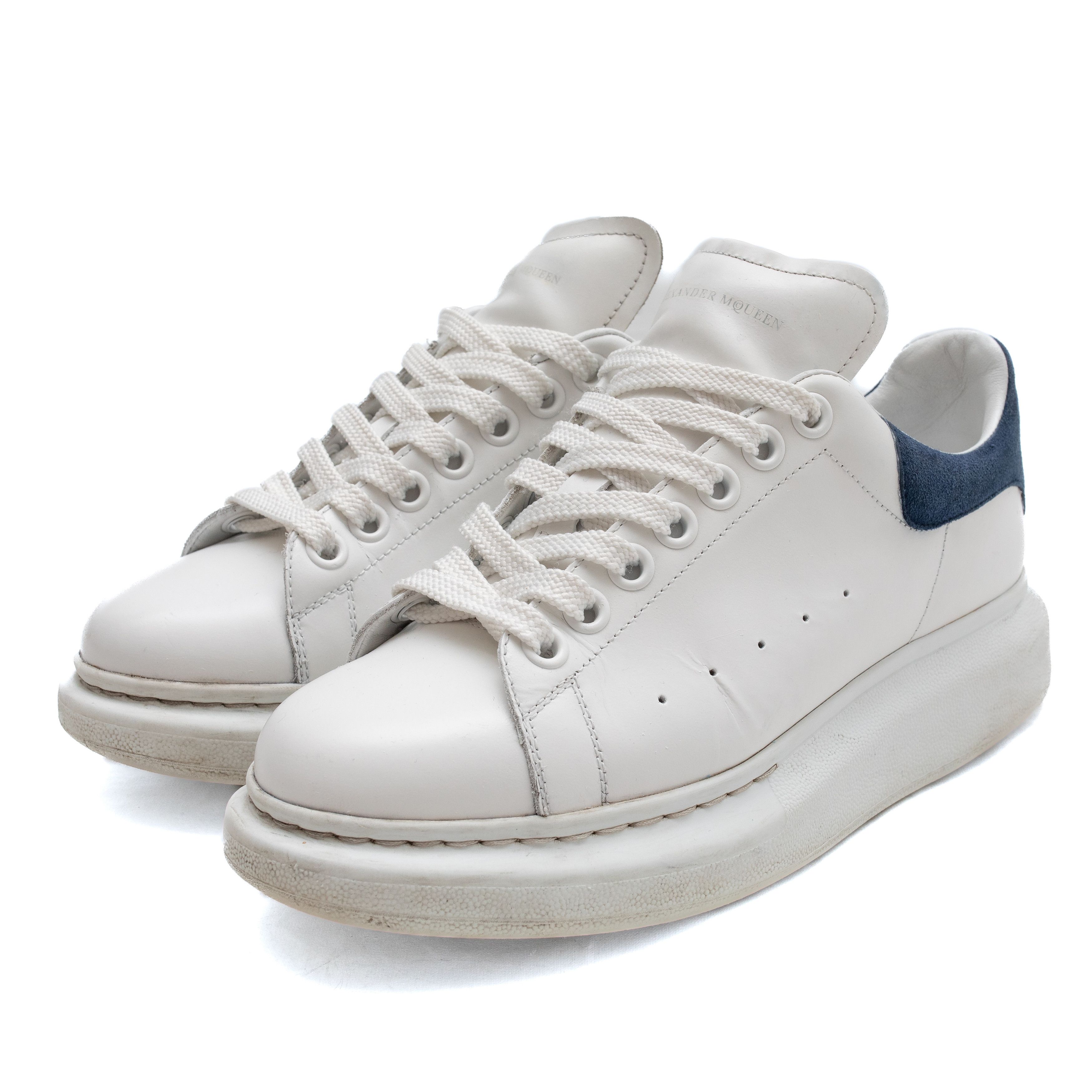 Alexander McQueen ALEXANDER McQUEEN Chunky White Leather Blue Suede Sneakers Size US 6 / EU 39 - 1 Thumbnail