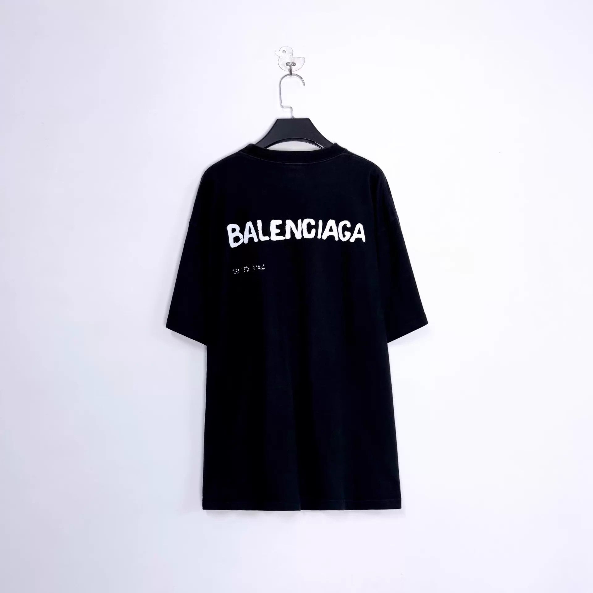 Balenciaga Balenciaga Black Washed Sprayed Faded Logo OS M Tee Size US M / EU 48-50 / 2 - 2 Thumbnail