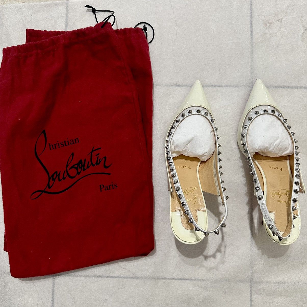 Christian Louboutin × Designer Christian Louboutin Brigadine Spike Patent Pump Mules Size US 7 / IT 37 - 6 Thumbnail