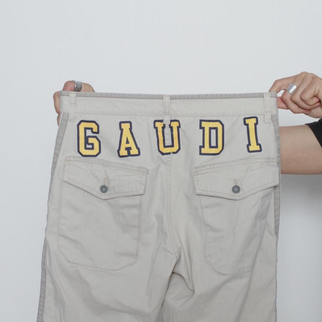 Vintage CREAM SIDE STRIPE DETAIL PANTS WITH BACK GRAPHIC BY GAUDI Size US 30 / EU 46 - 5 Thumbnail