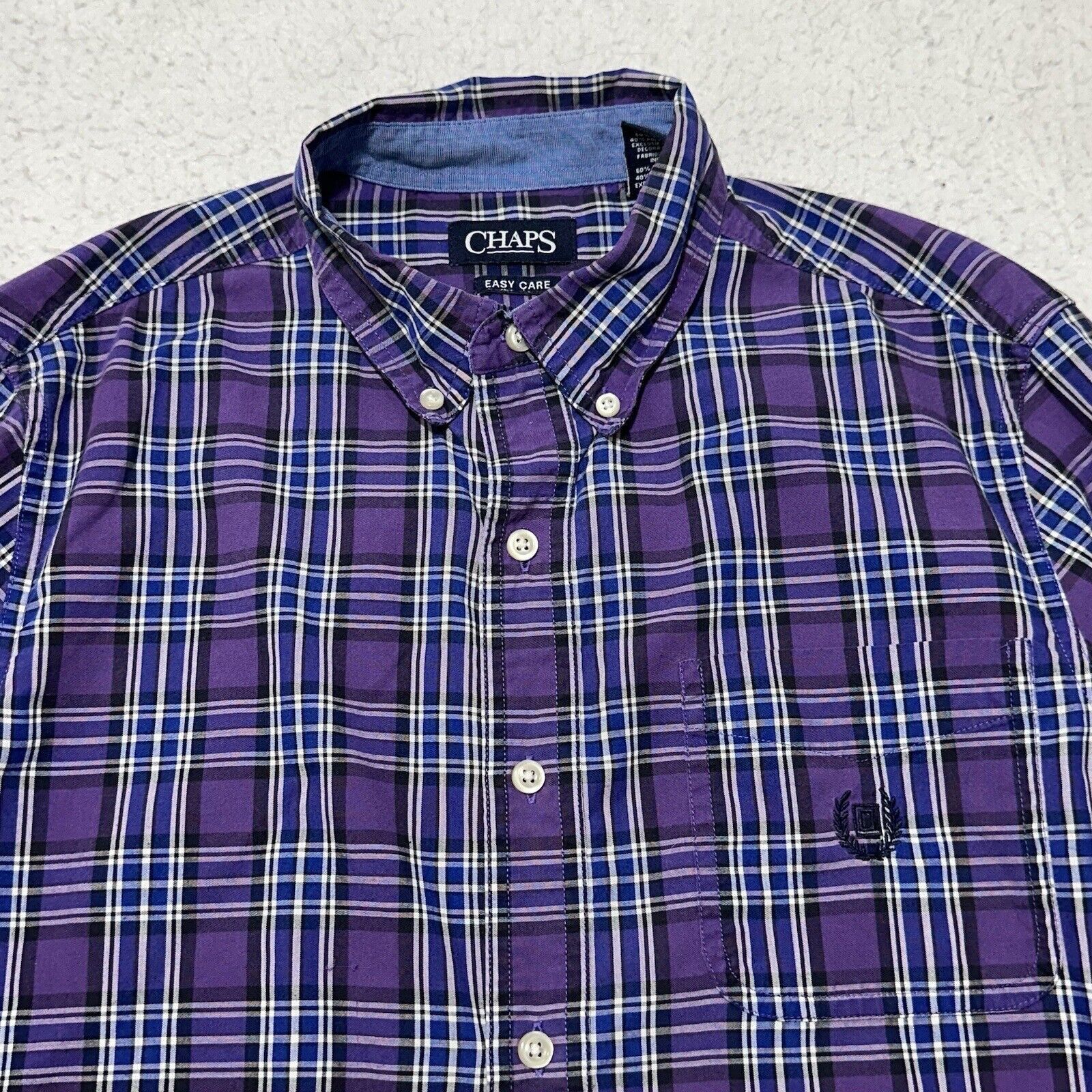 Chaps Chaps Small Button Down Purple + Blue Plaid Striped Shirt Size US S / EU 44-46 / 1 - 2 Thumbnail