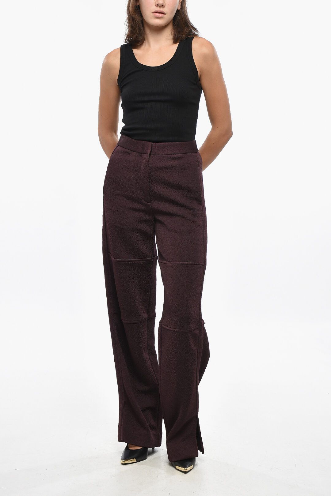 Jil Sander og1mm1225 Viscose Plum Pant in Purple Size 27" / US 4 / IT 40 - 4 Thumbnail