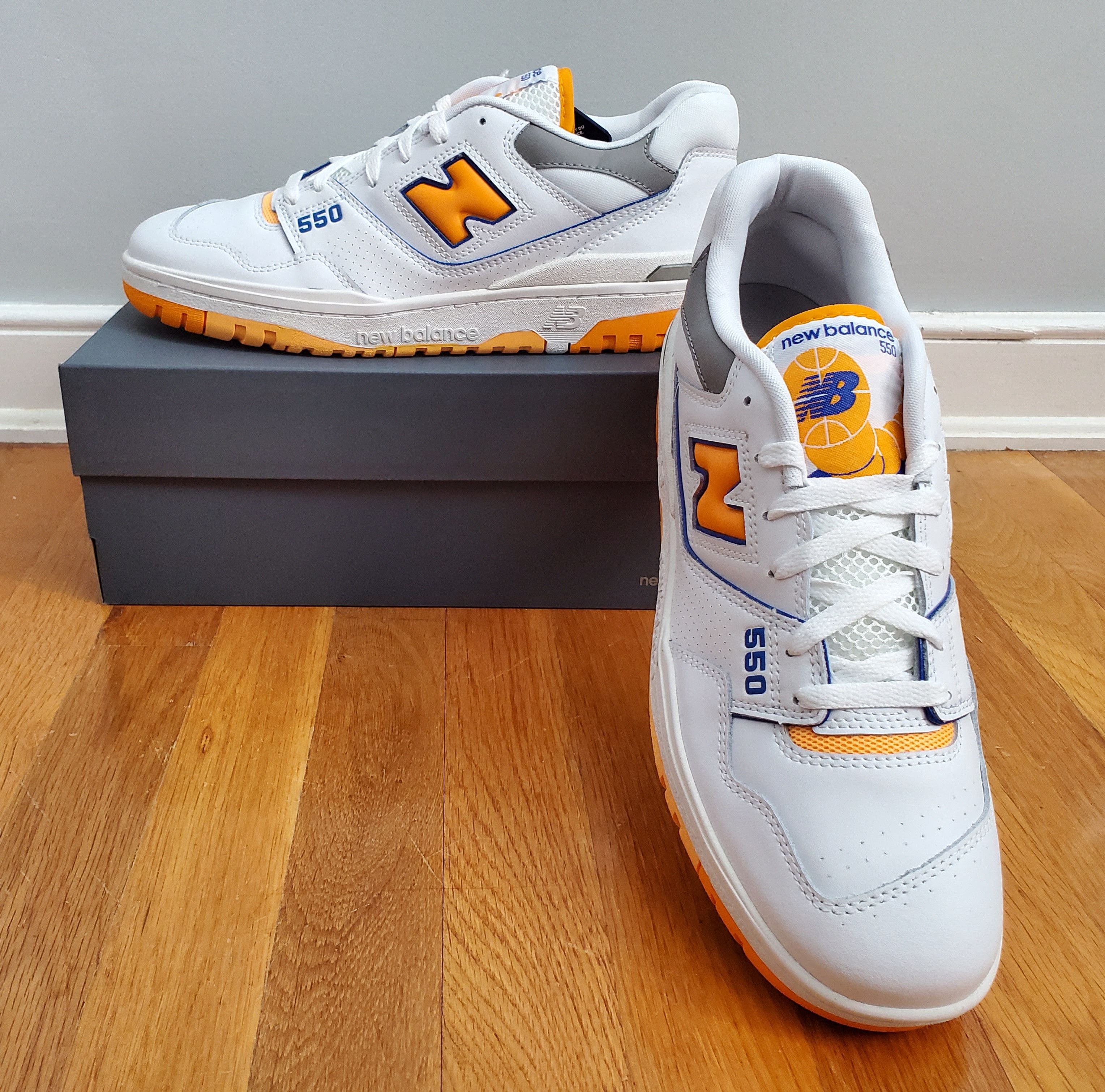image of New Balance Bb550 'lakers' White/vibrant Orange Shoes, Men's (Size 12)