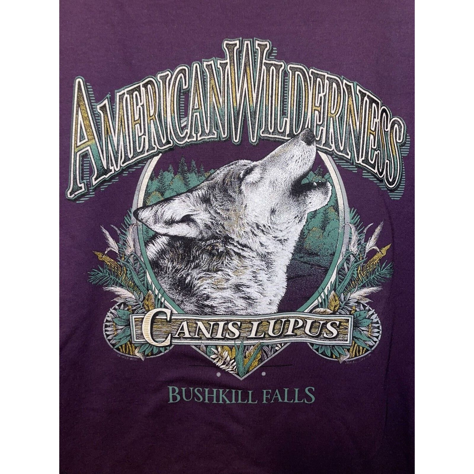 Jerzees Vintage Wolf Shirt Bushkill Falls Animal American Tee 90s 2X Size US XXL / EU 58 / 5 - 2 Thumbnail