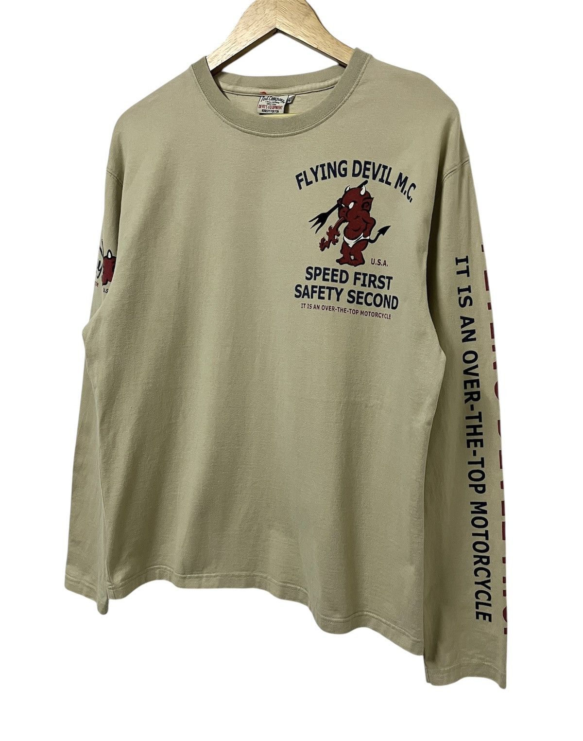 Japanese Brand TED COMPANY TED MAN FLYING DEVIL M.C. RACING LOGO TSHIRT Size US L / EU 52-54 / 3 - 5 Thumbnail