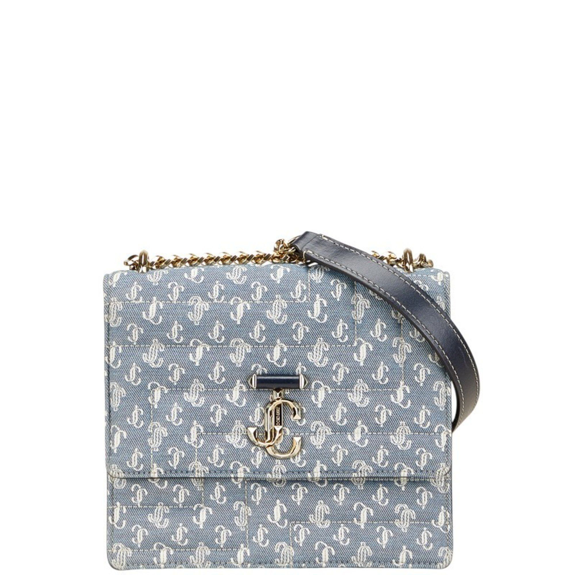 Jimmy Choo Jimmy Choo JC Monogram VARENNE AVENUE QUAD 23SS Denim Quilted Chain Shoulder Bag in Indigo Blue Cotton and Leather. Women's. Size ONE SIZE - 1 Thumbnail