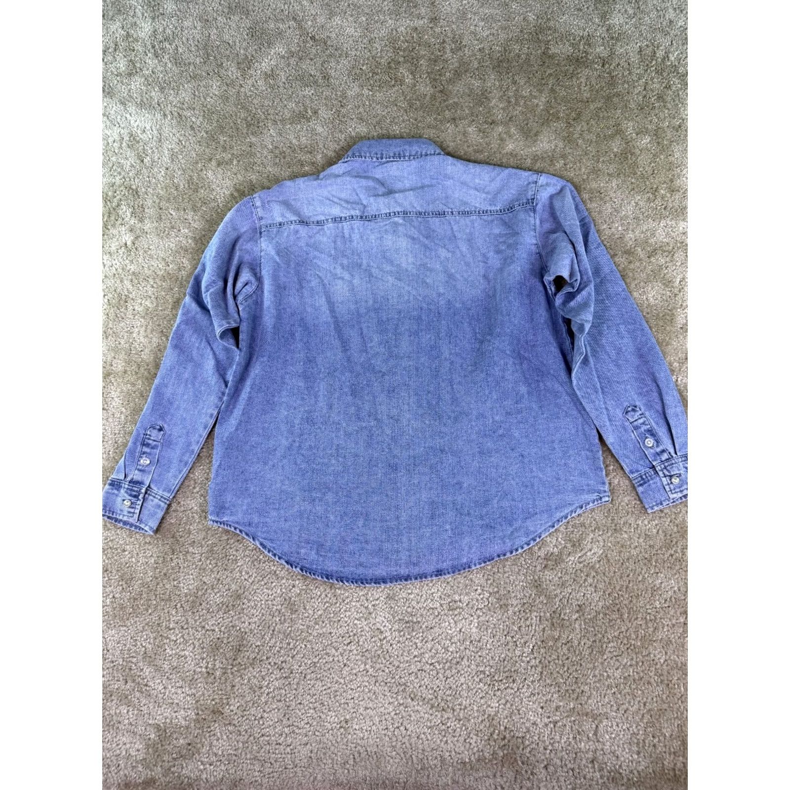 Vintage Seven7 Denim Button Up Shirt Womens XS Blue Long Sleeve Pearl Button NWT E906 Size XS / US 0-2 / IT 36-38 - 7 Thumbnail