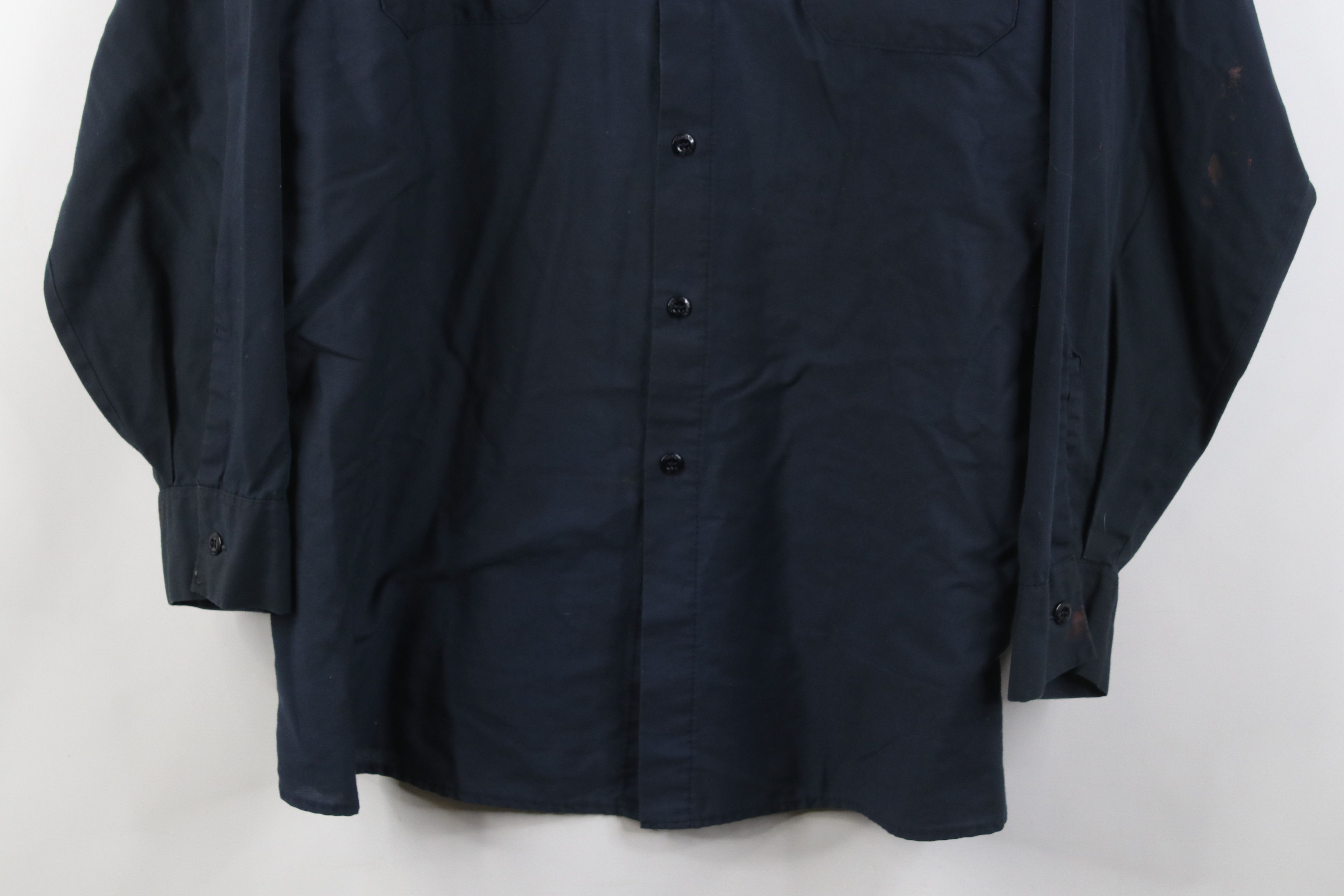 Vintage Vintage 90s Workwear Mechanic Button Shirt Blue USA Size US XL / EU 56 / 4 - 3 Thumbnail