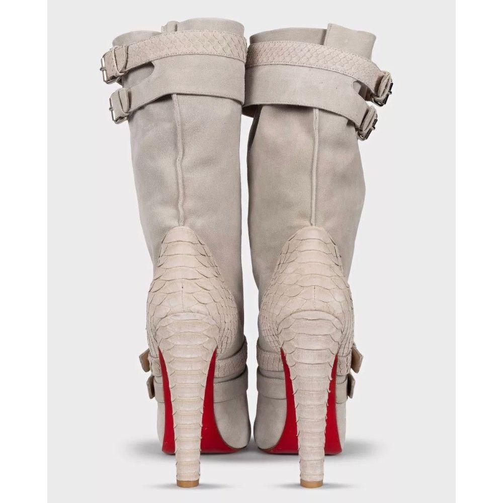 Christian Louboutin NWOB Christian Louboutin Gray Suede Python Boots Sz 40 Size US 9 / IT 39 - 4 Thumbnail