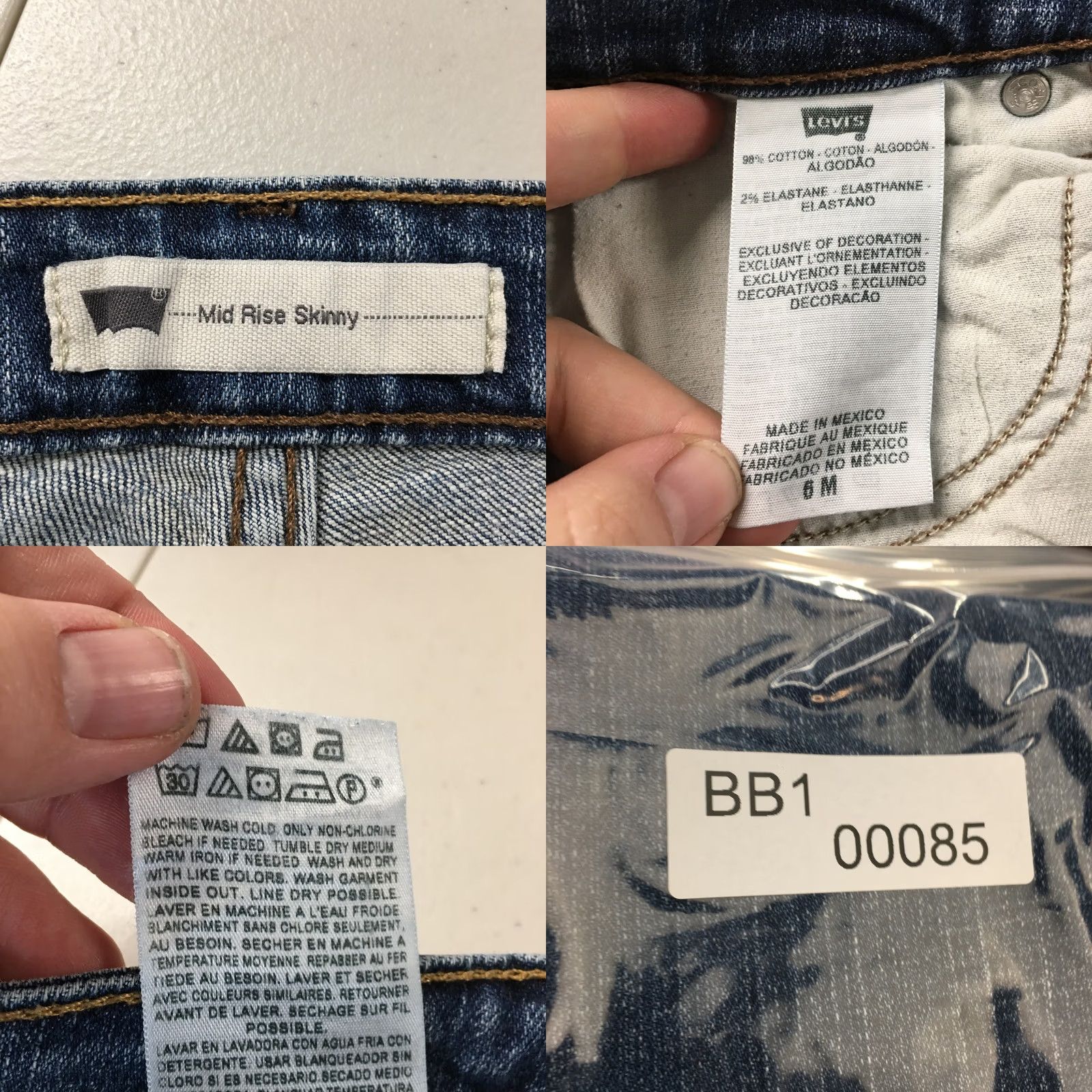 Levi's Levi's Mid Rise Skinny Jeans Womens 6M Blue Zip Fly Stretch Regular Fit Denim Jeans Size 28" / US 6 / IT 42 - 10 Thumbnail