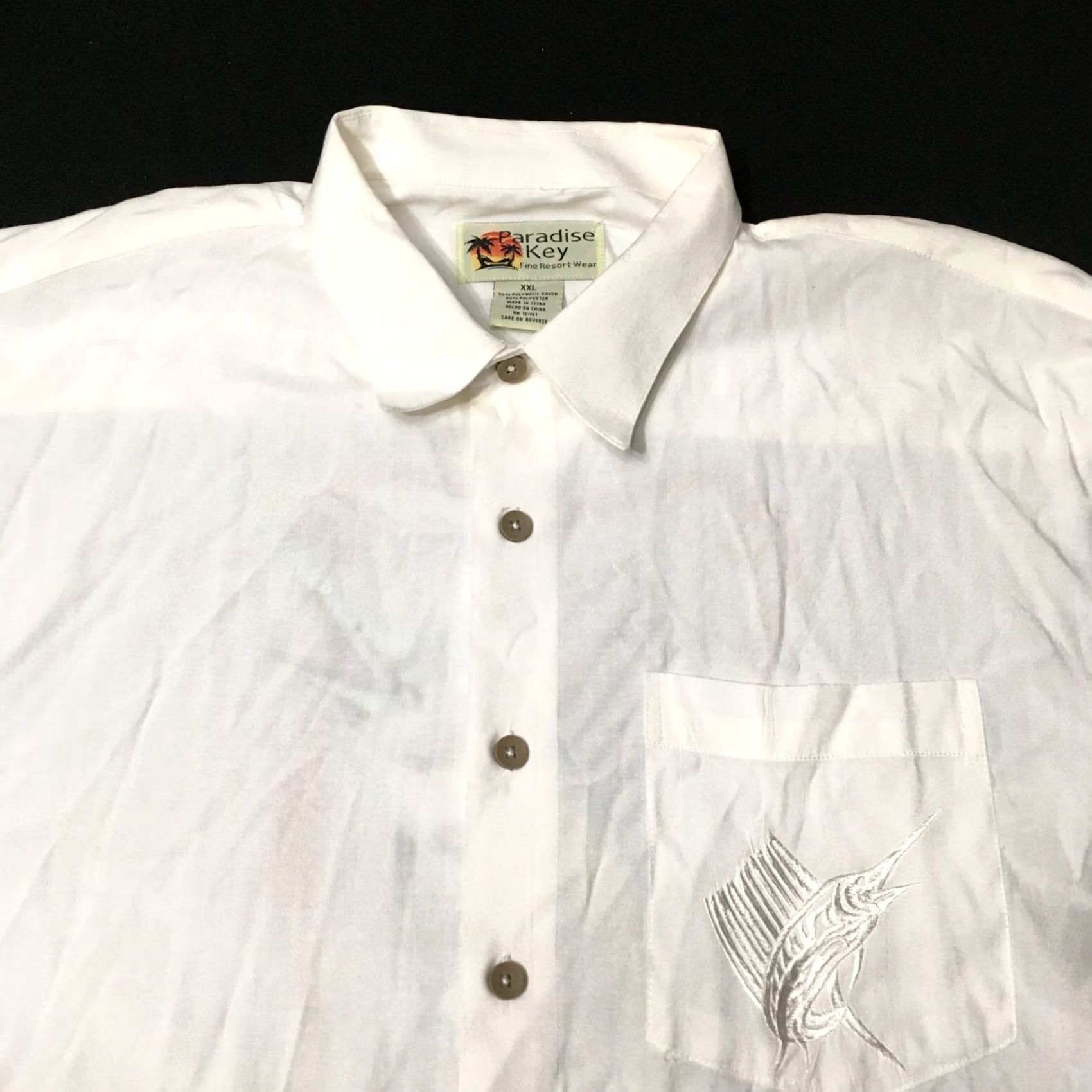Paradise VINTAGE Paradise Key Shirt 2XL IVORY CAMP BEACHcomber Resort Embroidered Size US XXL / EU 58 / 5 - 3 Thumbnail