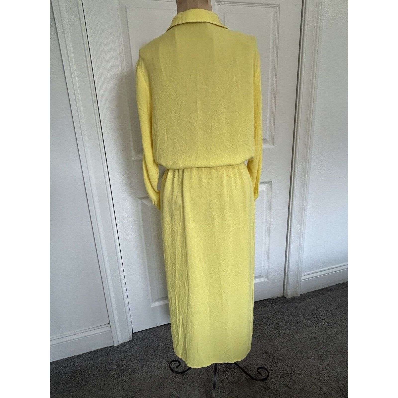 Sita Murt Yellow Linen Blend Button Front Drawstring Waist M