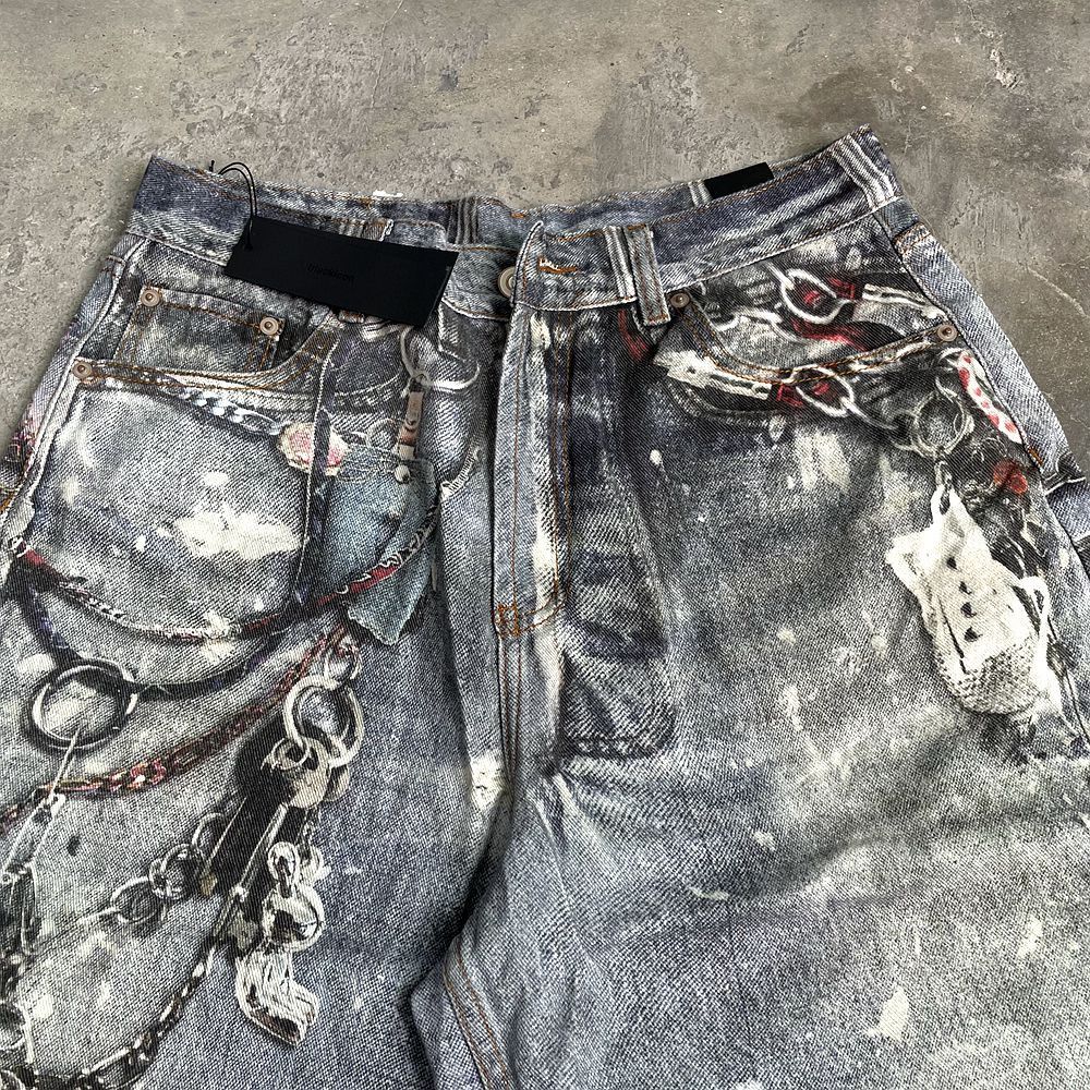 Designer × Japanese Brand Printed Streetwear Baggy Jean Size US 34 / EU 50 - 4 Thumbnail
