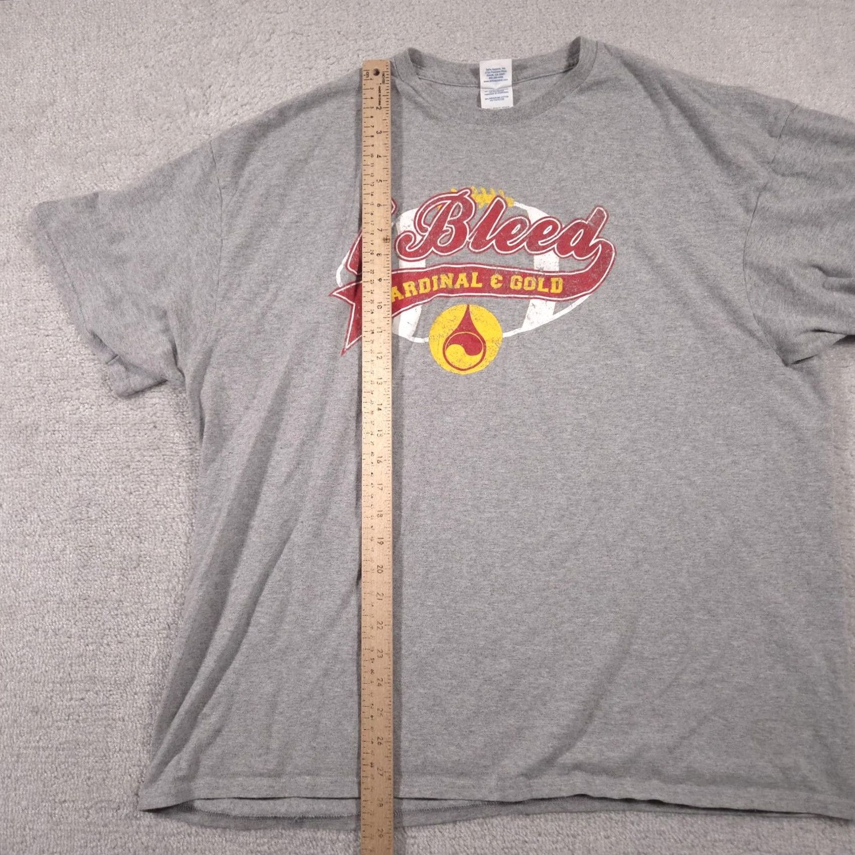 Vintage Cardinal & Gold Football Shirt Mens 2XL Gray I Bleed Graphic Tee Fan Spirit Size US XXL / EU 58 / 5 - 7 Thumbnail