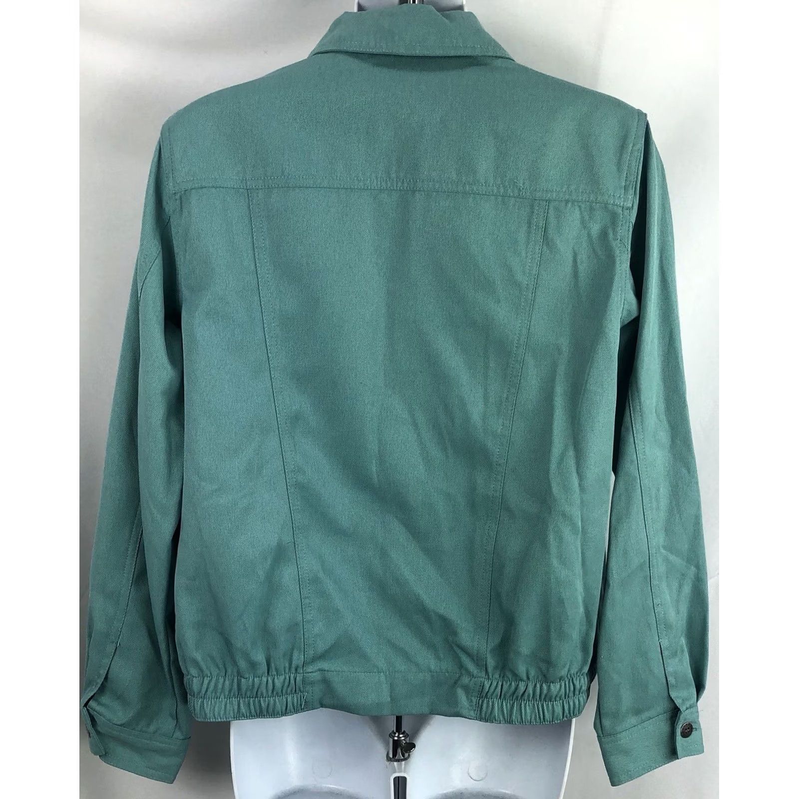 Vintage Alfred Dunner Light Denim Jacket Green 6P Petite Zipper Pockets Long Sleeve Shacket/Jacket Everyday Wear Women Size M / US 6-8 / IT 42-44 - 3 Thumbnail