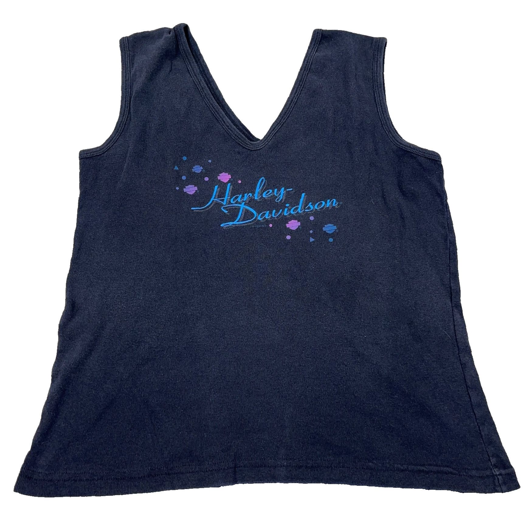 Harley Davidson VINTAGE Harley-Davidson Shirt Women L Black Tank Top V Neck Faded Tattoo Size L / US 10 / IT 46 - 2 Thumbnail