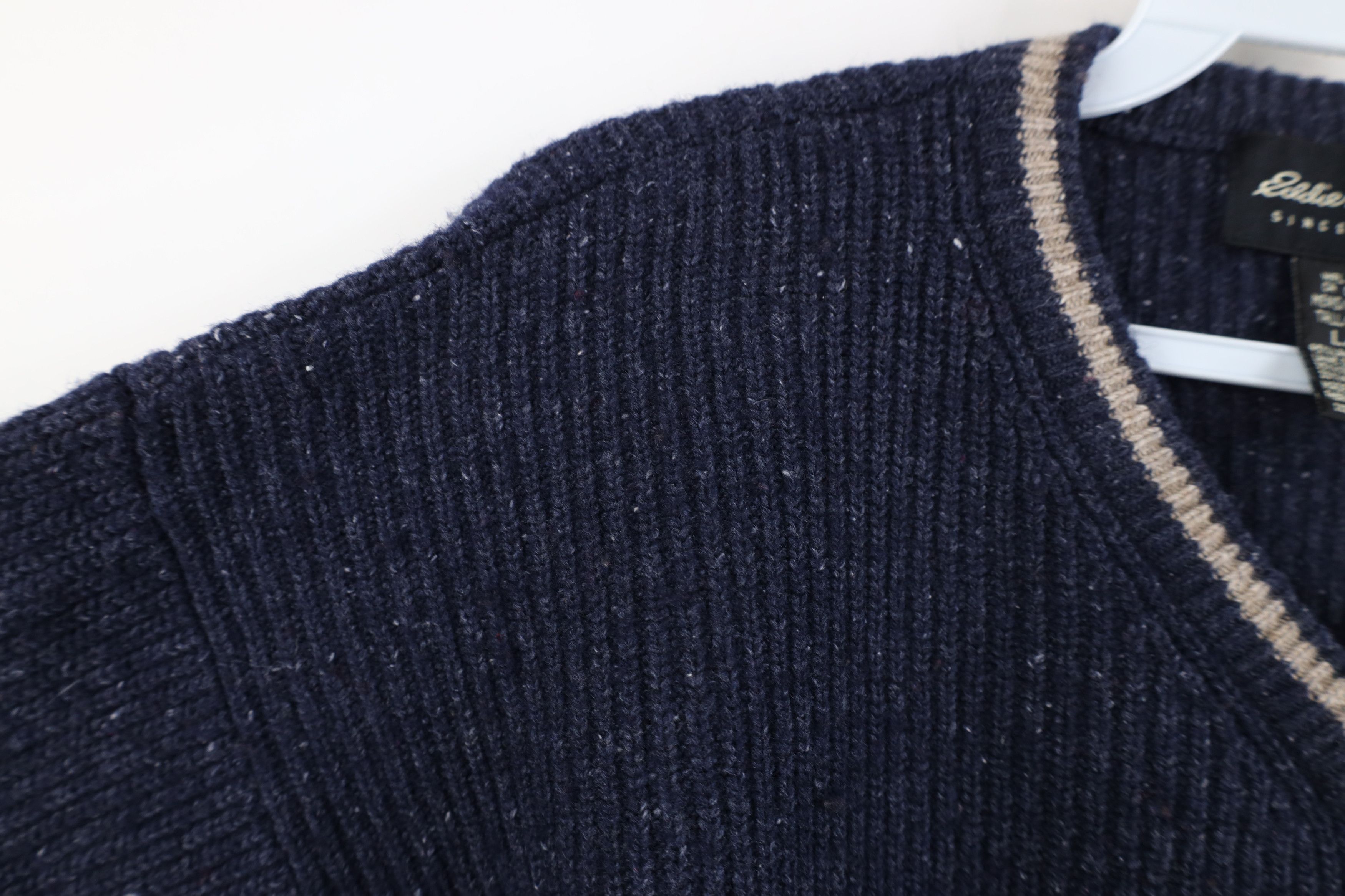 Eddie Bauer Vintage 90s Eddie Bauer Lambswool Ribbed Knit V-Neck Sweater Size US L / EU 52-54 / 3 - 5 Thumbnail