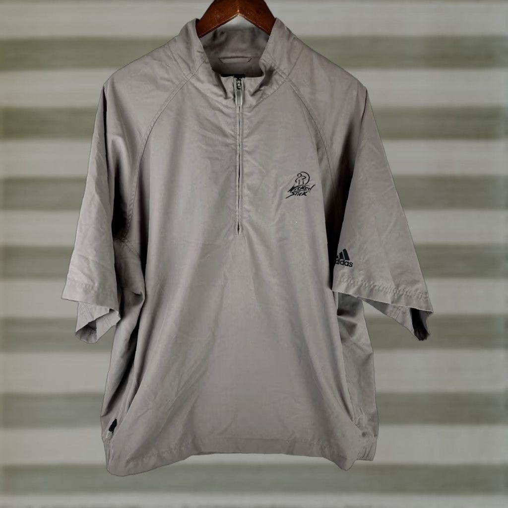 Adidas Adidas Windbreaker Mens Large Gray Short Sleeve 1/4 Zip Wicked Stick Jacket Fall Spring Golf Gym & Training Mens Size US 33 - 1 Thumbnail