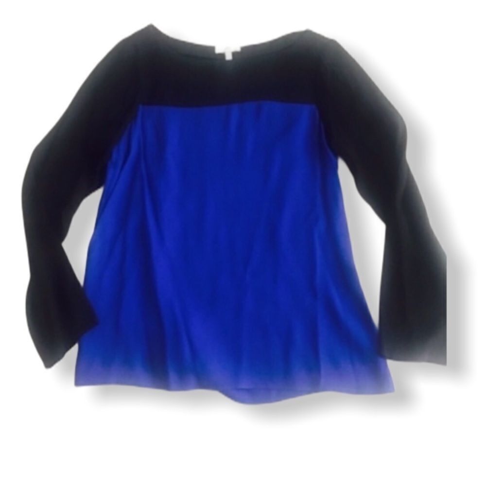 Joie Joie Aliso Colorblock Blue & Black Long Sleeve Crepe Top Siz Size XS / US 0-2 / IT 36-38 - 3 Thumbnail