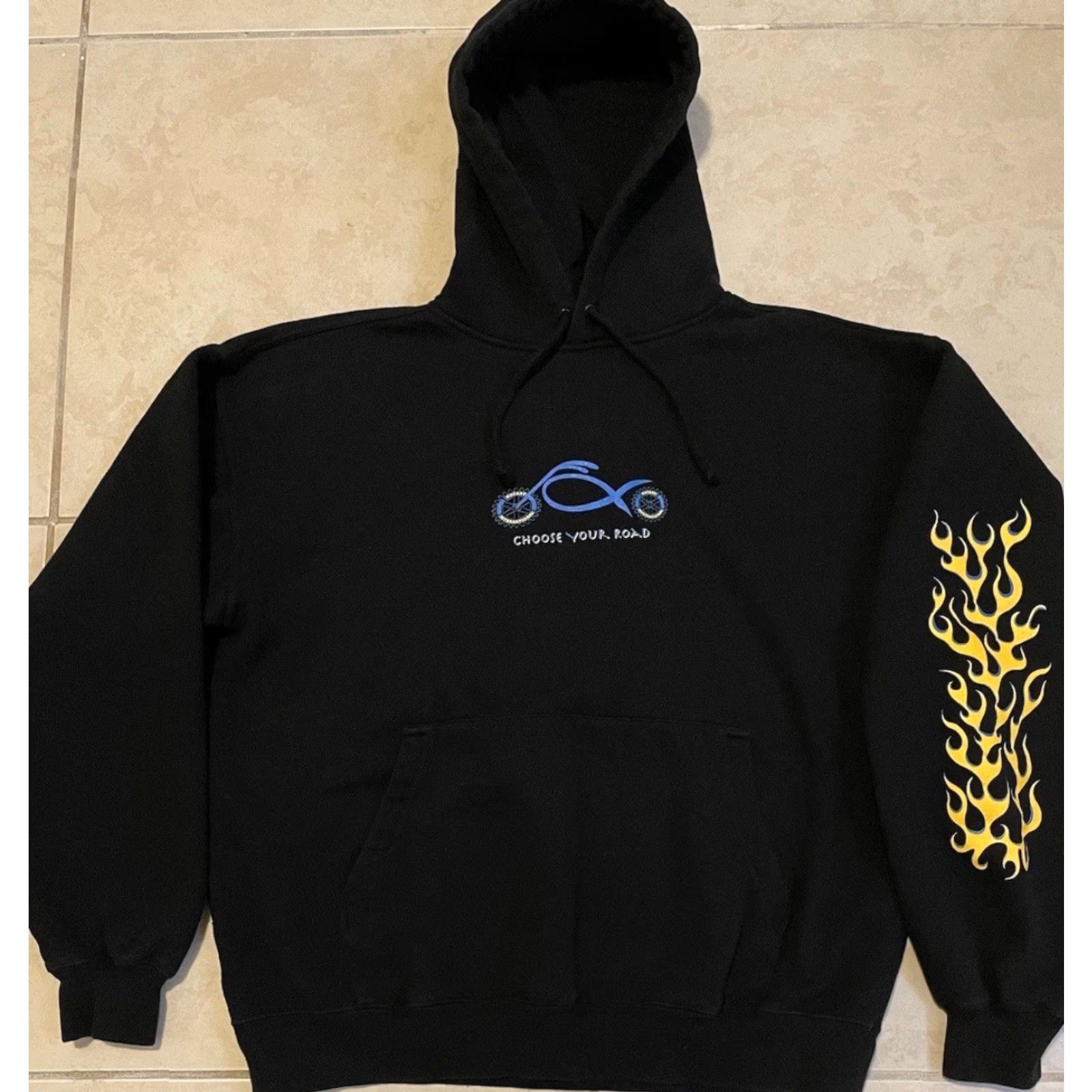 JNCO Vtg Vtg Biker Flames Hoodie L Harley 90s Y2K Mens Sweatshirt Black Pullover Grunge Punk Skate Surf Mojo Motorcycle Distressed Jnco Fire Emo 80s Size US L / EU 52-54 / 3 - 2 Thumbnail