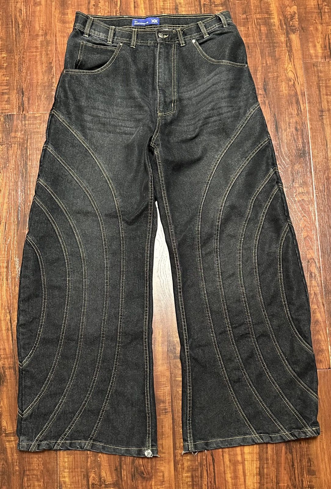 JOONIVERSE LAB Jooniverse Labs 5 Panel Wide Denim Pants (Black 
