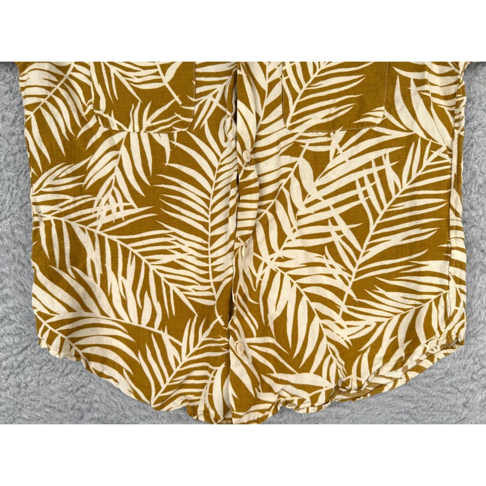 Madewell Madewell Shirt Women Medium Yellow Floral Leaf Linen Blend Hawaiian Button Up Size M / US 6-8 / IT 42-44 - 5 Thumbnail