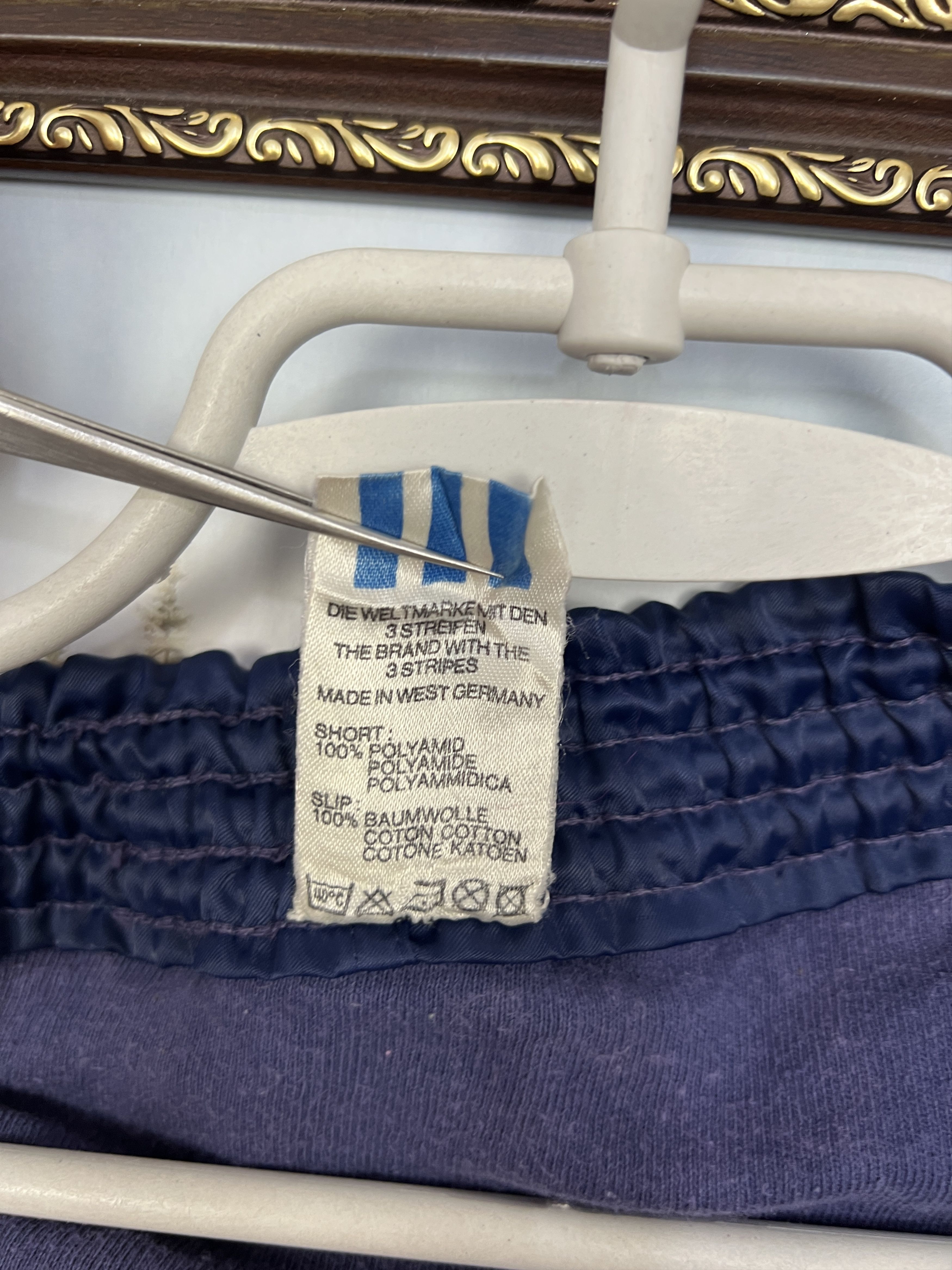 Adidas Vintage 90's Adidas West Germany Blue Nylon Shorts Size US 32 / EU 48 - 9 Thumbnail