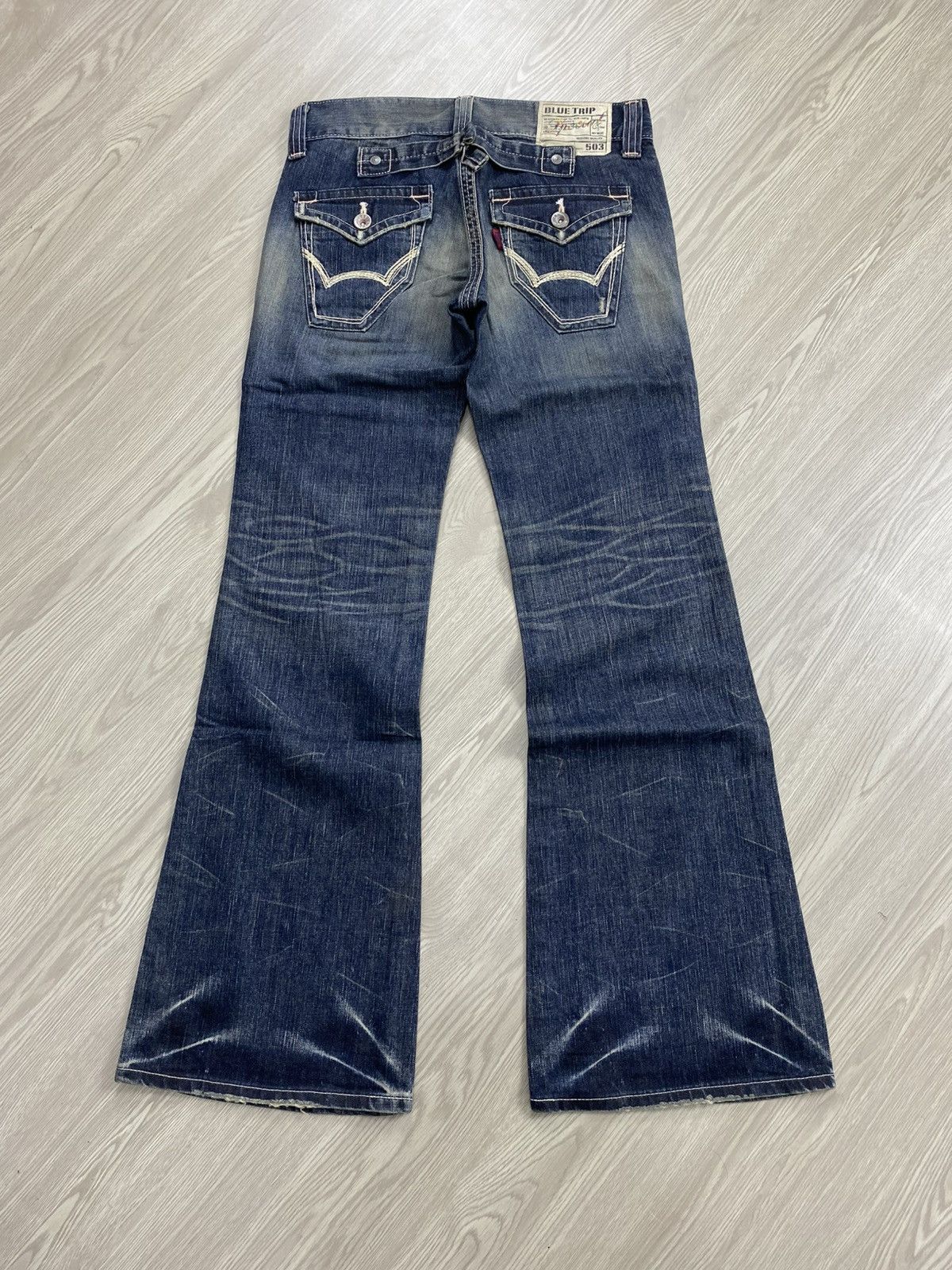 If Six Was Nine Vintage Edwin 503 Whiskered Punk Grunge Lgb Flared Jeans Size US 29 - 20 Thumbnail