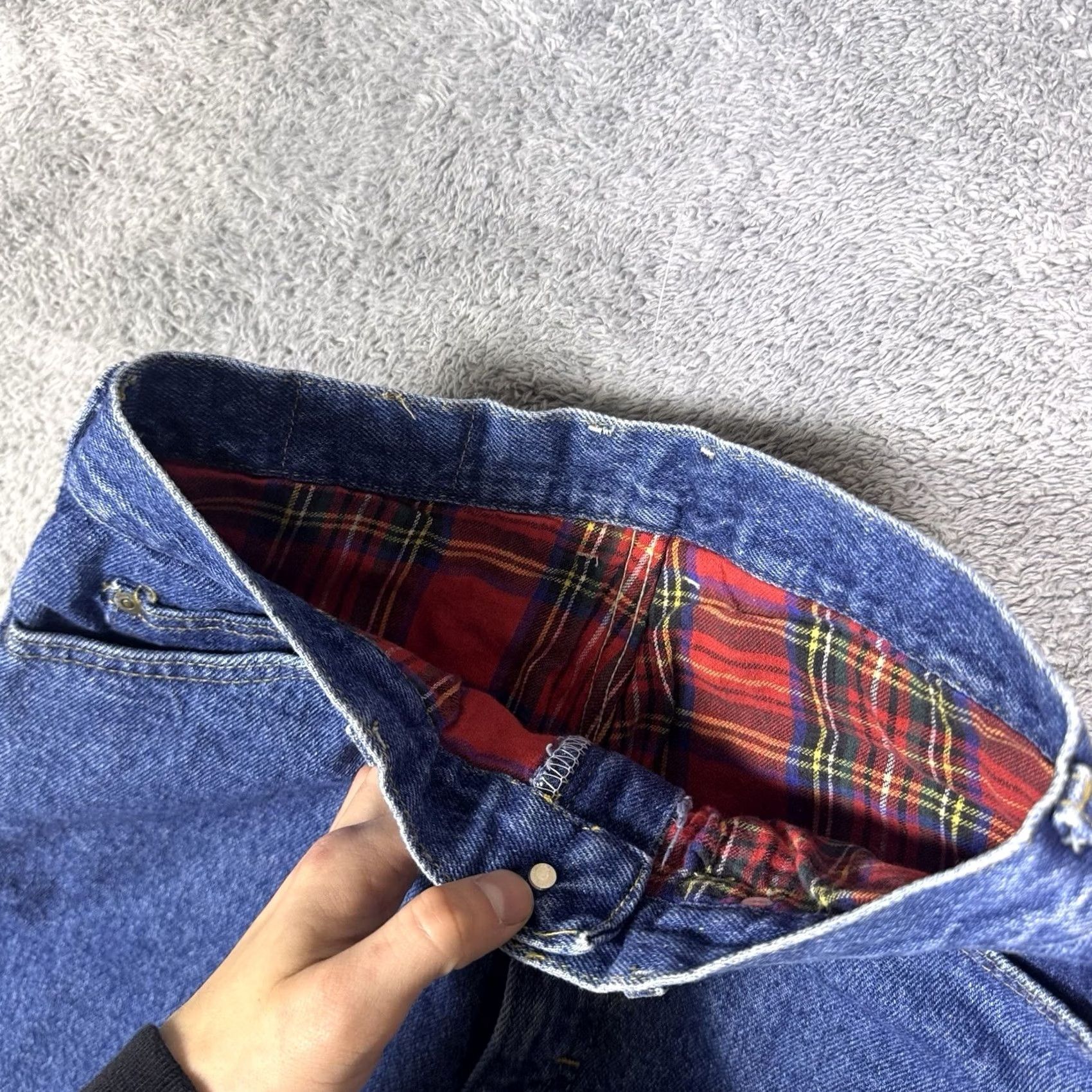 Vintage VINTAGE LL Bean Jeans Women 10 High Rise Den 32 Inseam 28 W 5-Pocket Plaid Flannel Lined Chore USA Made Mom Jeans Womens Size 32" / US 10 / IT 46 - 6 Thumbnail