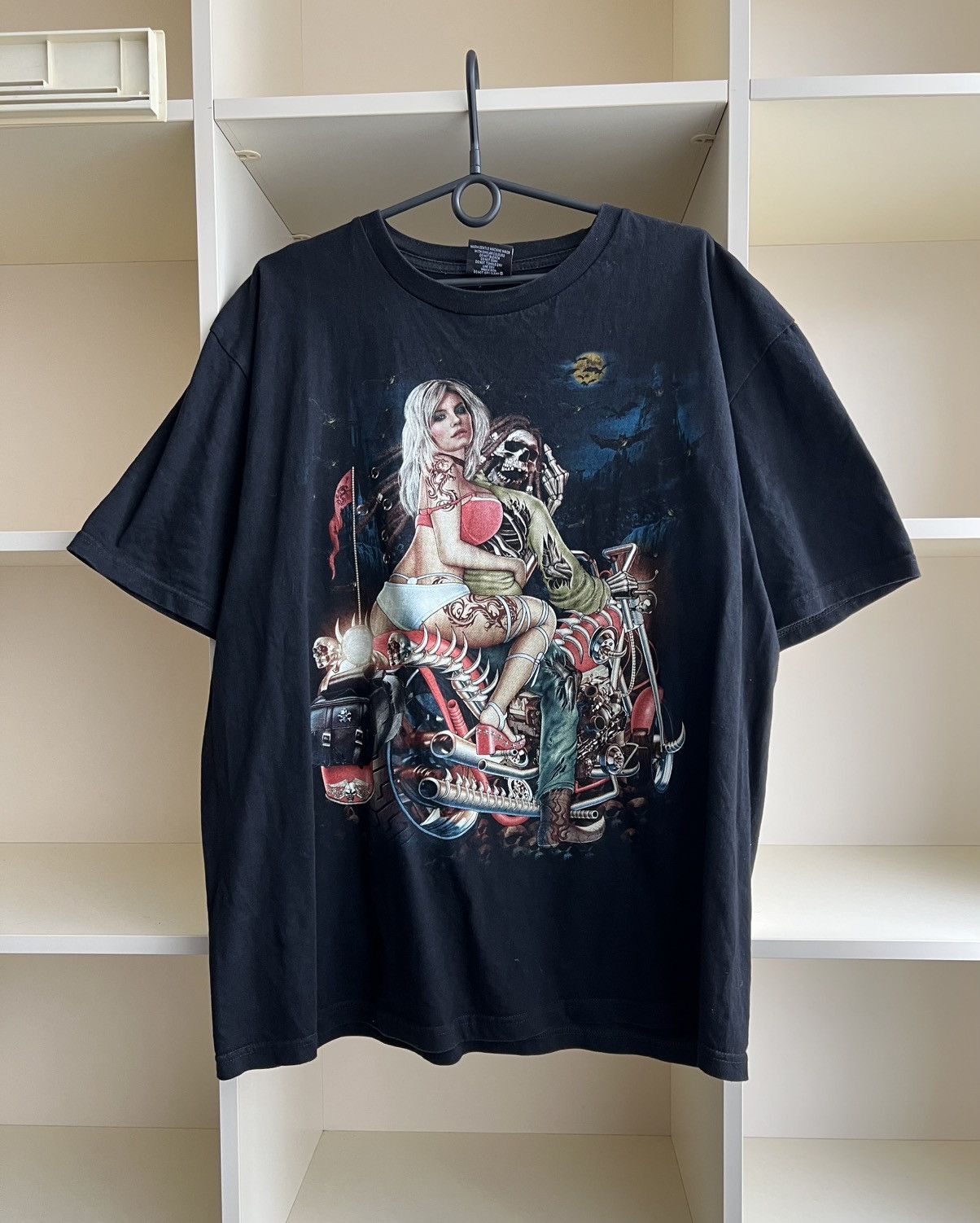 Band Tees Y2K Skeleton Biker Graphic T-Shirt Size US XXL / EU 58 / 5 - 1 Thumbnail
