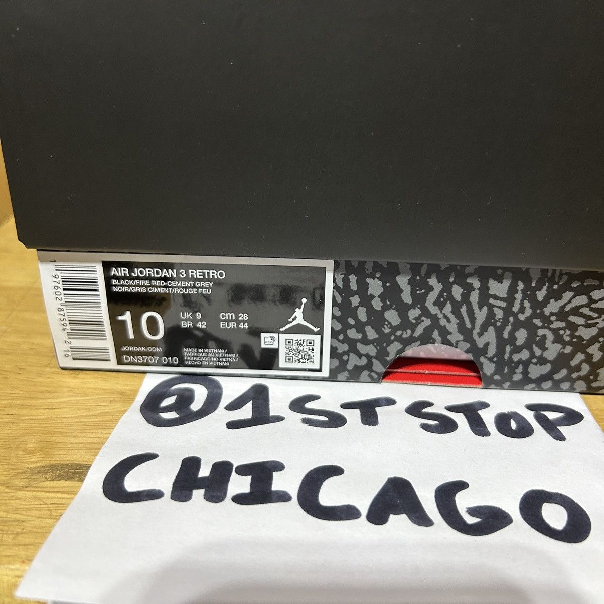 Designer × Jordan Brand × Nike Nike Air Jordan 3 Retro Black Cement 2024 Men’s Size 10 NEW Size US 10 / EU 43 - 9 Thumbnail
