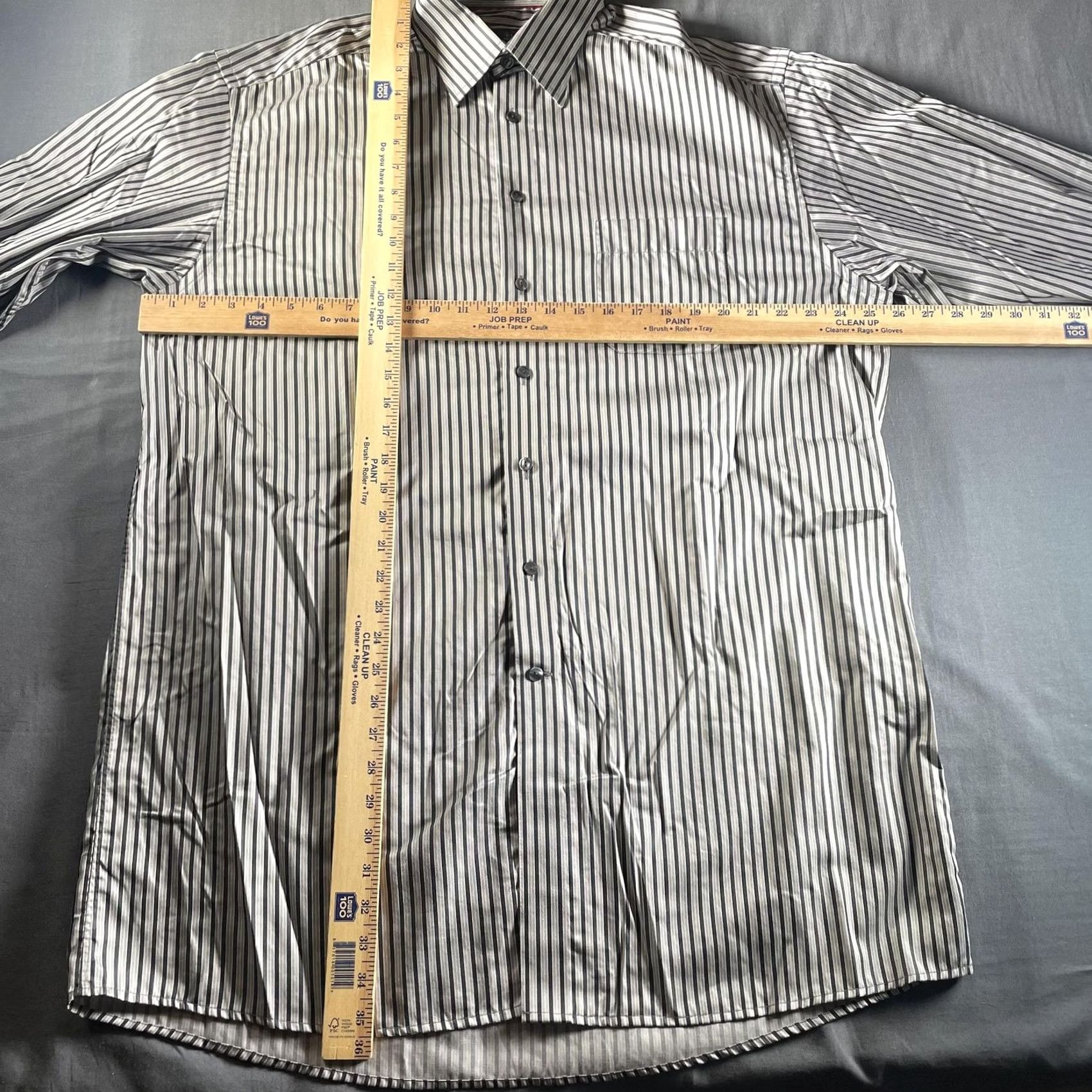 Eton VINTAGE? No. Eton Gray Black Stripe 100% Cotton Long Sleeve Dress Shirt Mens 16.5 42 Shirt Business Formal Mens Size 46R - 3 Thumbnail
