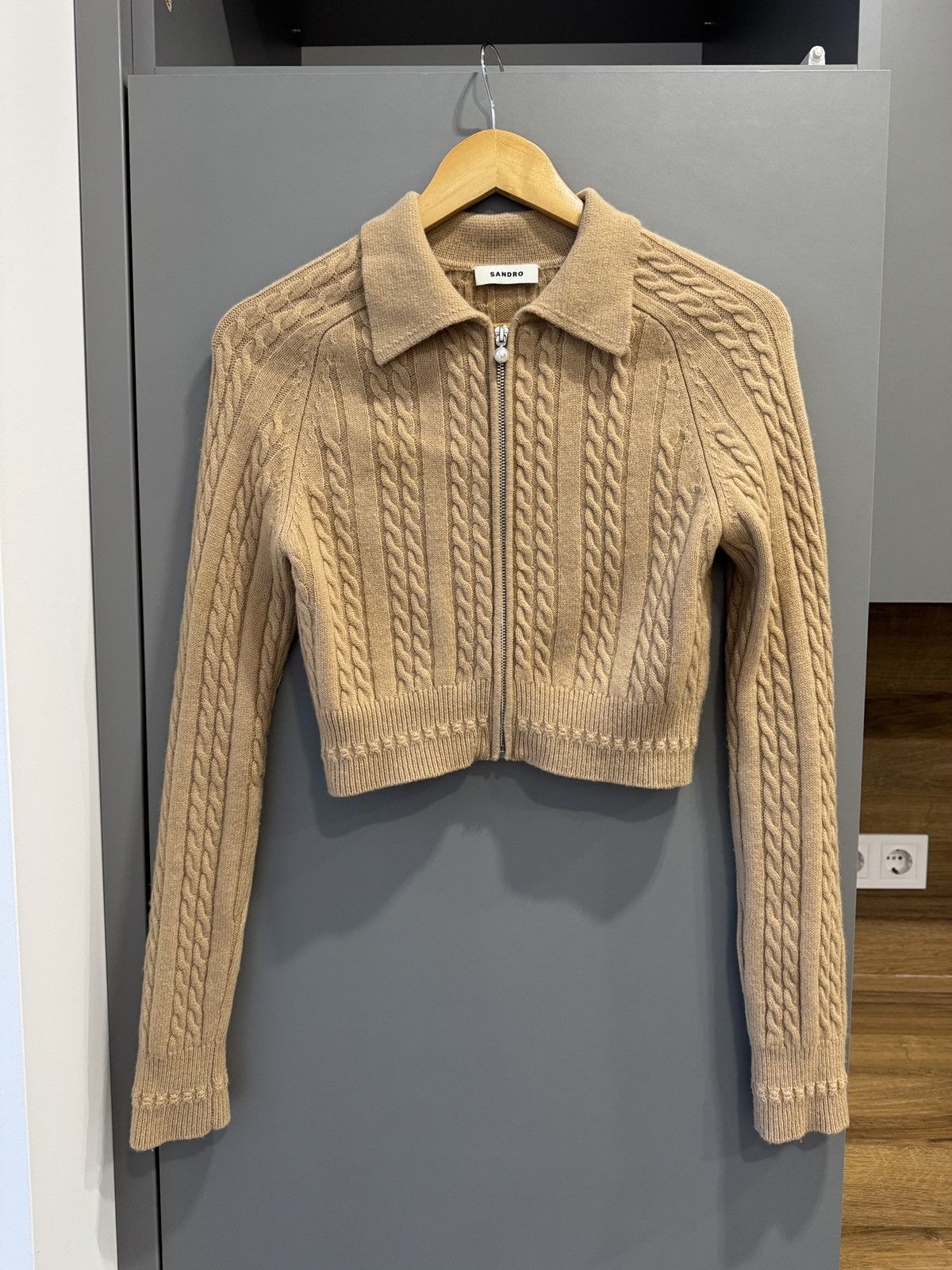 Sandro Sandro Cheryl Cabel Knit Cropped Wool and Cashmere Cardigan Size XXS / US 00 / IT 34 - 5 Thumbnail