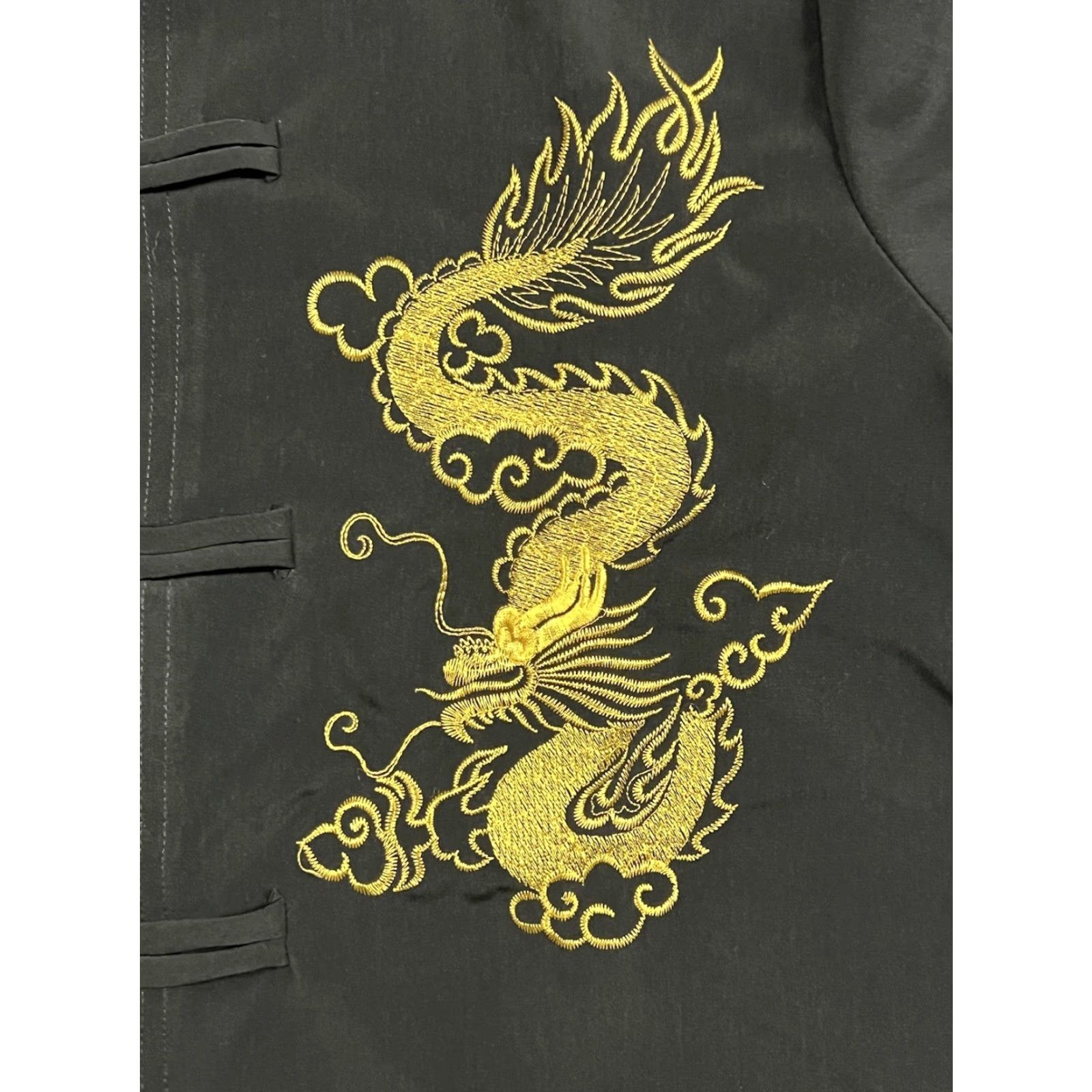 Vintage Danh Thanh Shirt Men’s XL Black Embroidered Dragon Silk NWT Size US XL / EU 56 / 4 - 6 Thumbnail