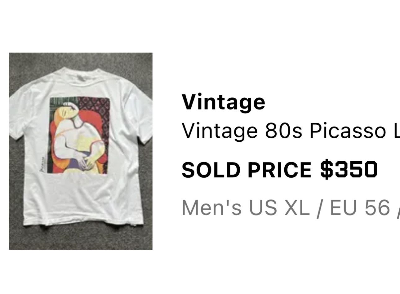 Vintage Picasso Le Reve 80s “The Dream” Art Vintage T-Shirt Size US M / EU 48-50 / 2 - 7 Thumbnail
