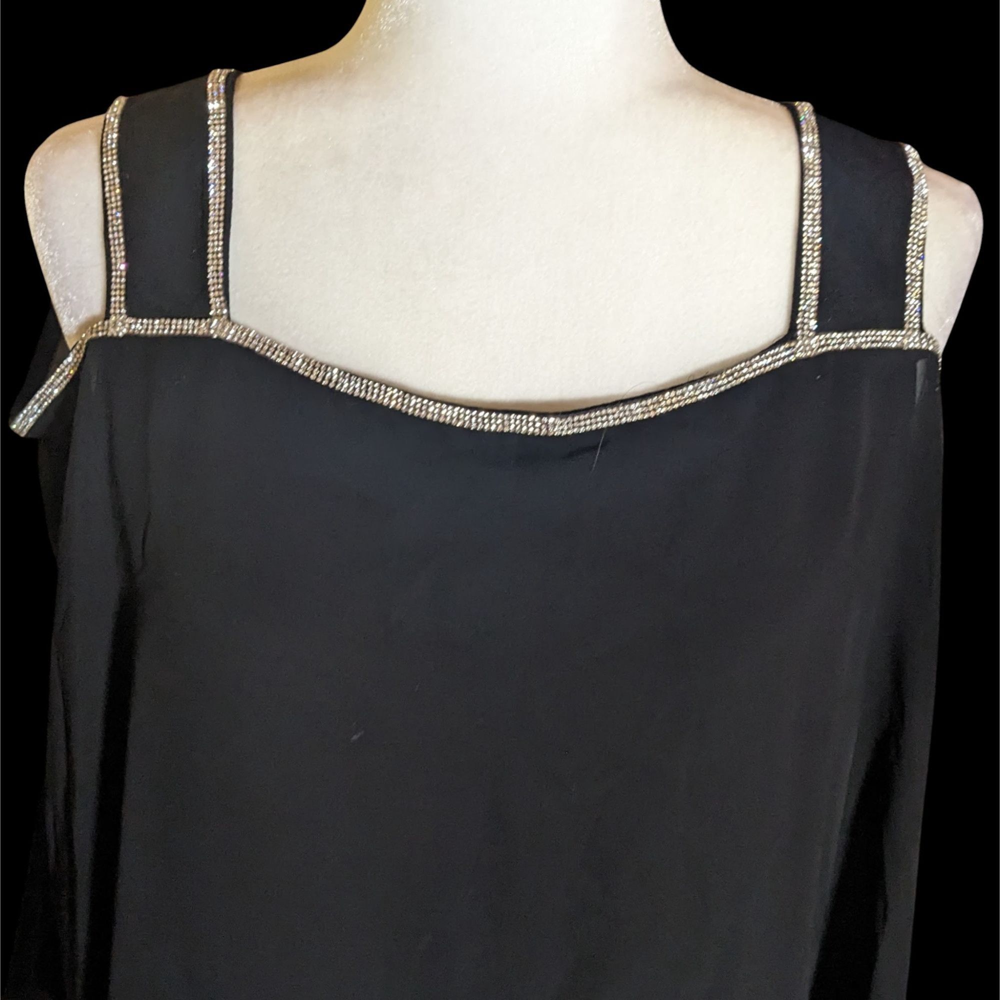 Other Vintage Glam Goth Glamour Nights Layered Chiffon Cocktail Dr Size XL / US 12-14 / IT 48-50 - 3 Thumbnail