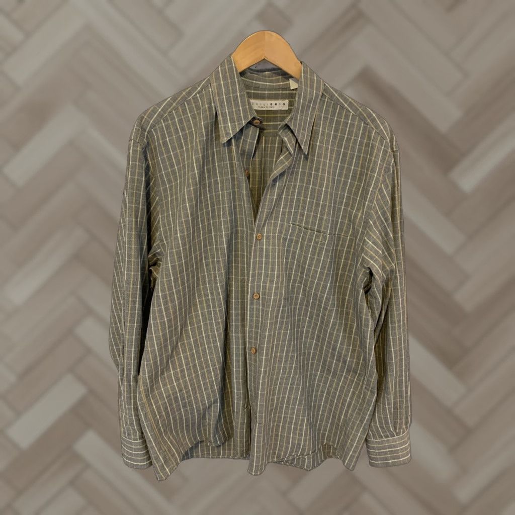 Vintage Equilibrio Plaid Shirt Button-Front Long Sleeve Men's M Gray Size US M / EU 48-50 / 2 - 1 Thumbnail