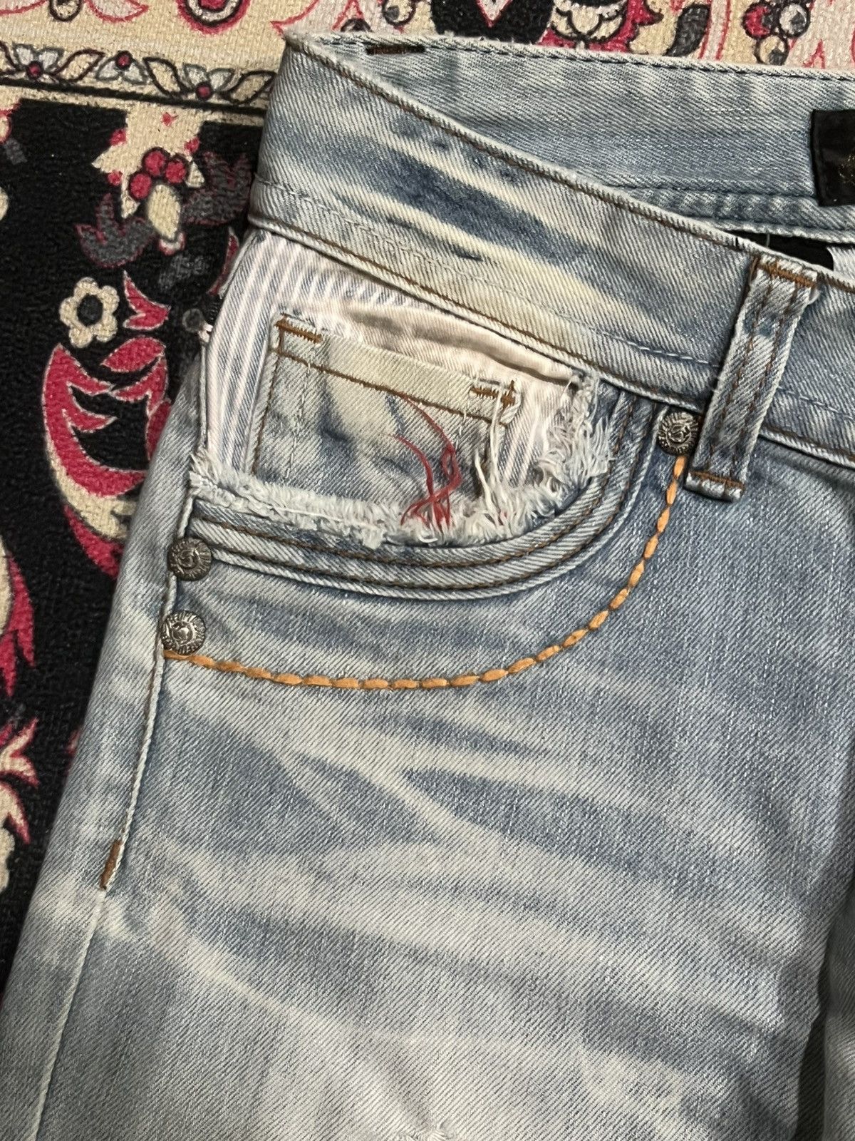 If Six Was Nine ⚡️Insane⚡️Vintage Japanese Brand Red Pepper Destroy Blue Jeans Size US 28 / EU 44 - 6 Thumbnail