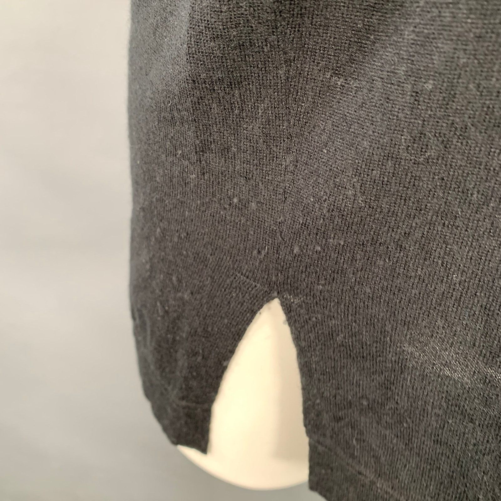 Black Silk Cashmere Jersey Short Sleeve Crew Neck Oversized